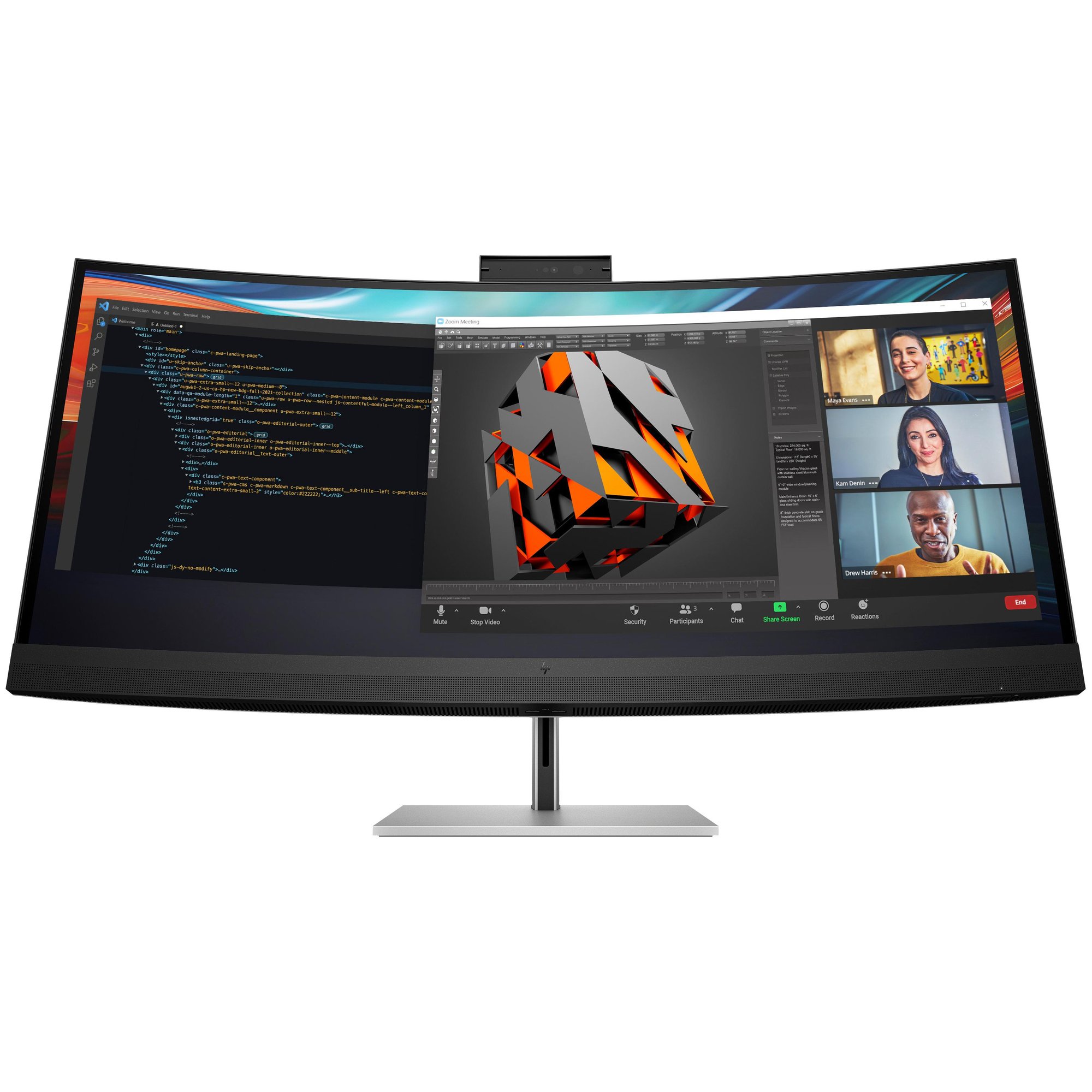 Pantalla de conferencia HP Serie 7 Pro de 39,7 pulgadas - 740pm Sin PVC