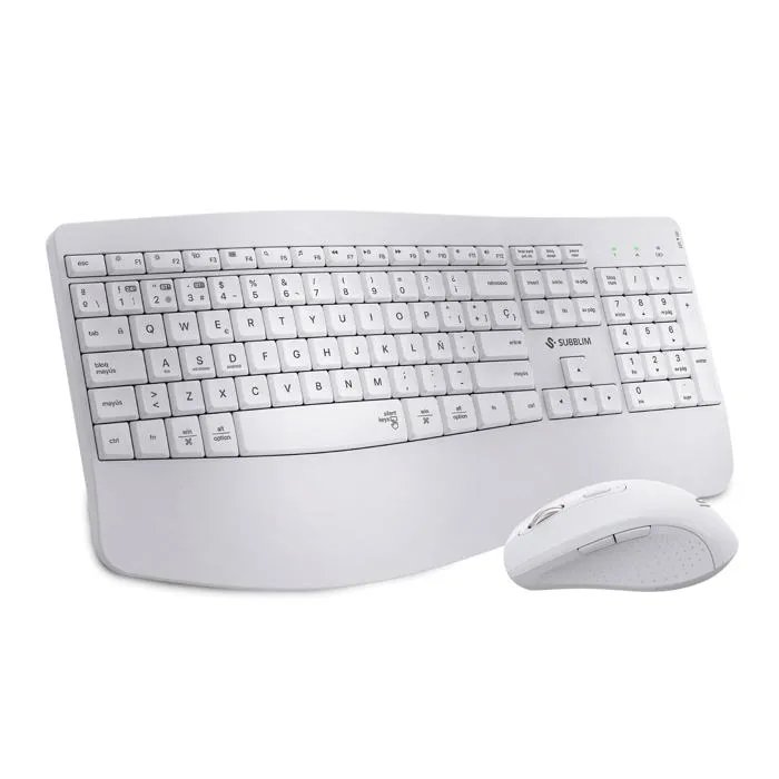 Subblim Wireless Keyboard and Mouse Set - Bluetooth 5.3 - USB - Ergonomic - Rechargeable Battery