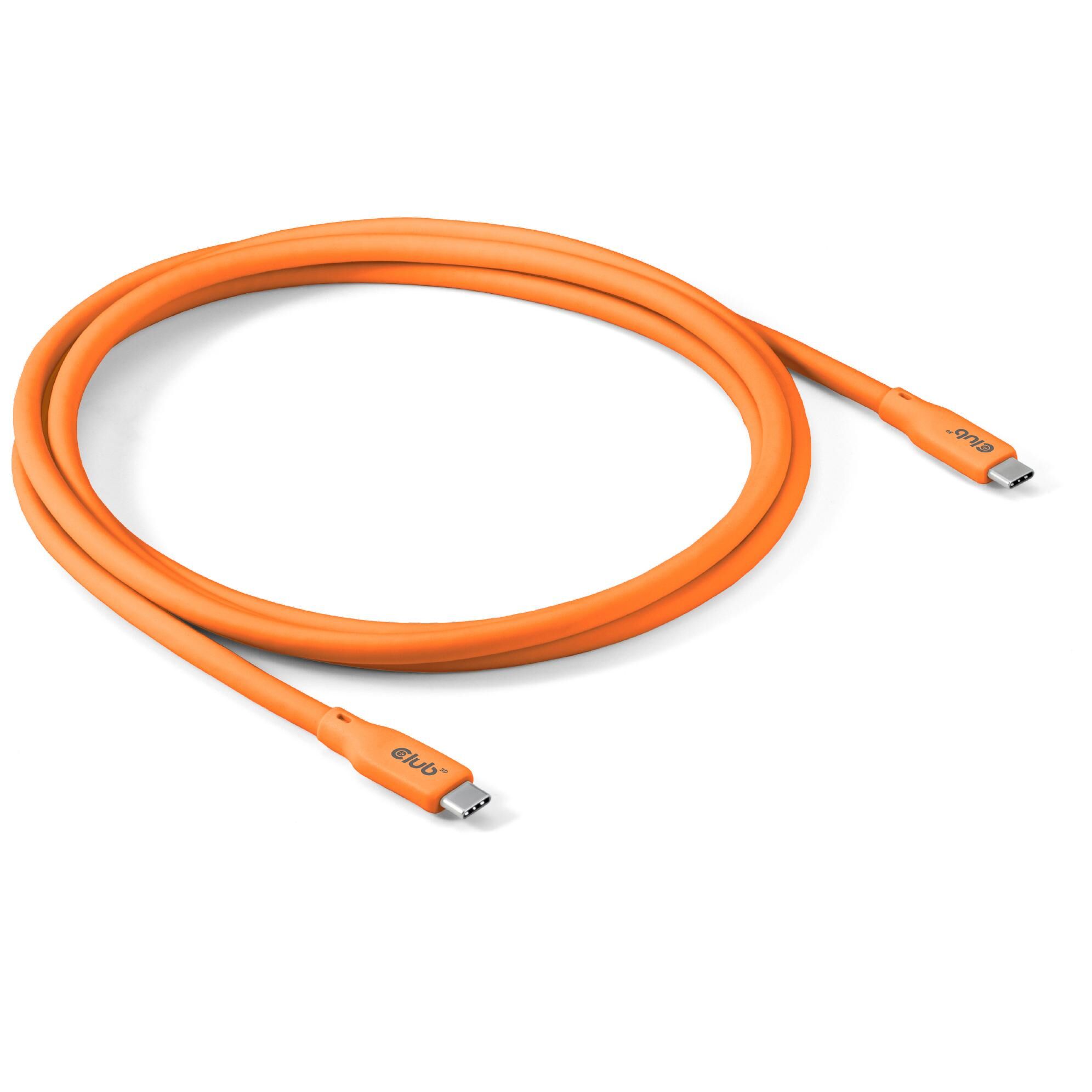Cable Club 3D USB-C a USB-C, 2 m, 20 Gbps, 240 W, Naranja
