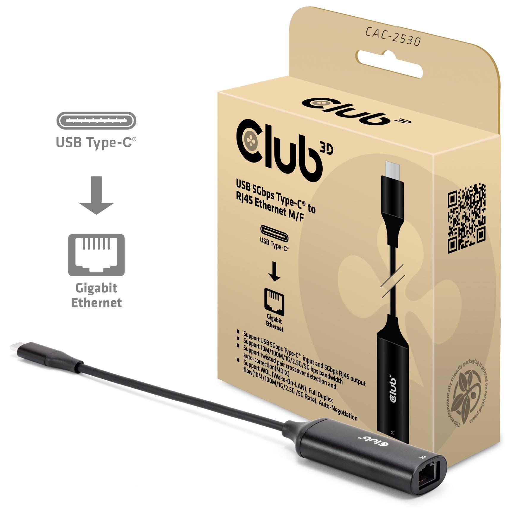 Club 3D CAC-2530 USB 3.2 Gen 1 (3.1 Gen 1) Type-C Docking Station, Black