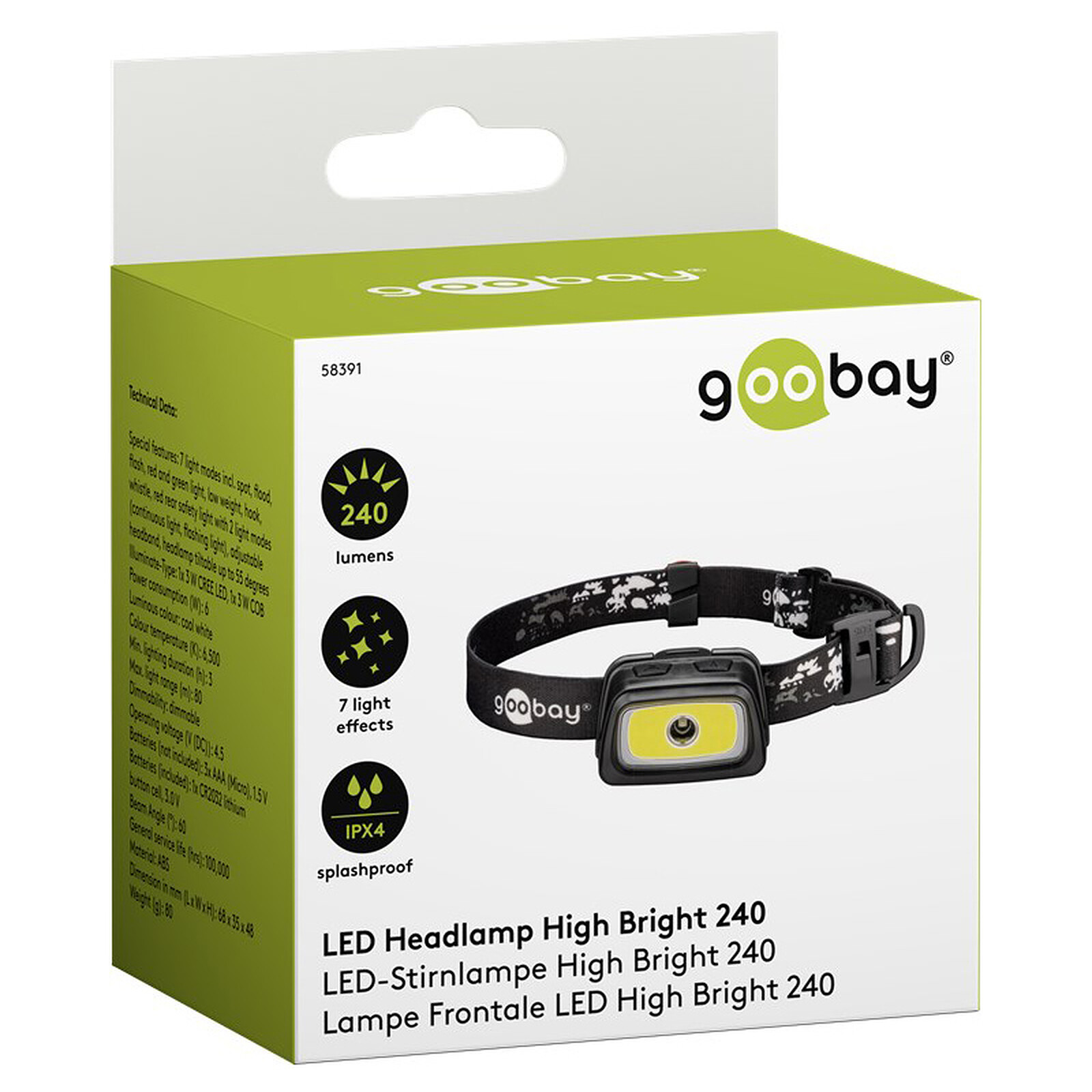 Linterna frontal Goobay High Bright con 240 LED