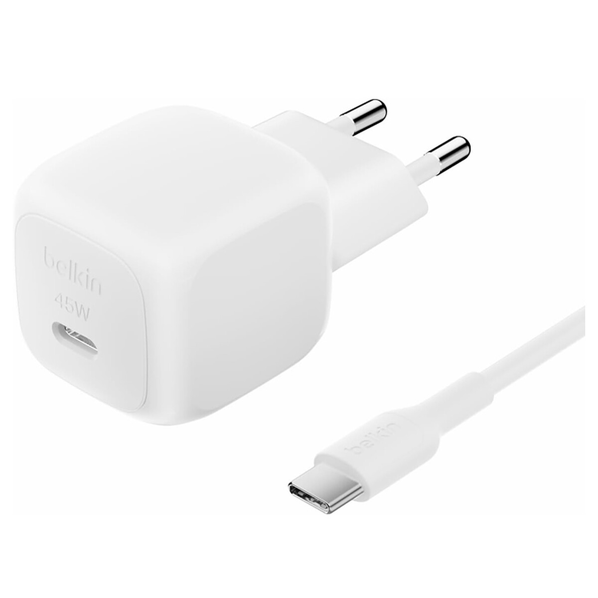 Belkin BoostCharge Chargeur Secteur USB-C 45 W avec Câble USB-C (Blanc)