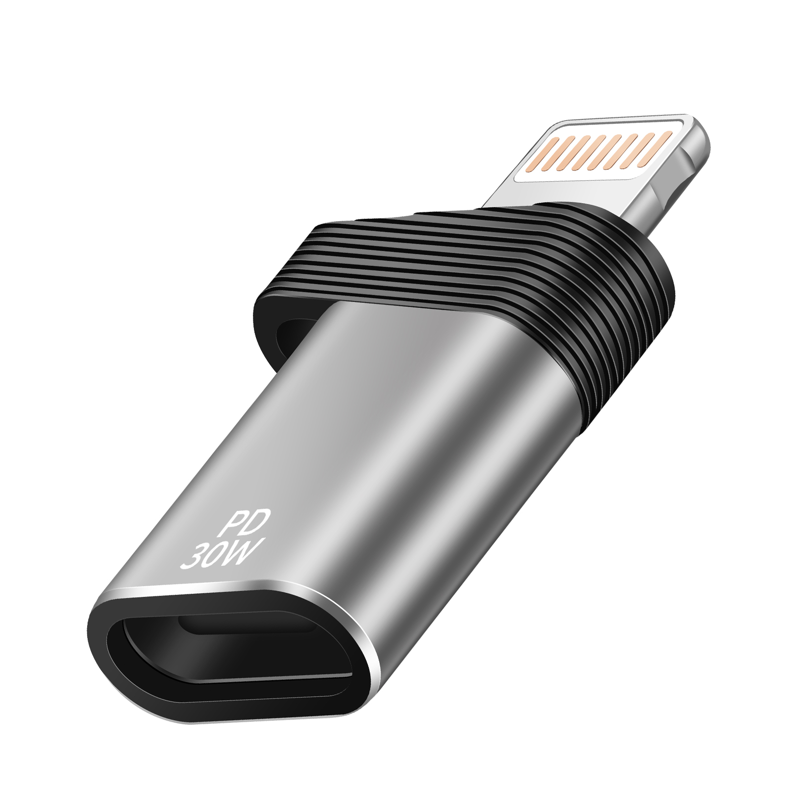 LinQ USB-C to Lightning Quick Charge 30W PD and 480Mbps Transfer Adapter - Silver