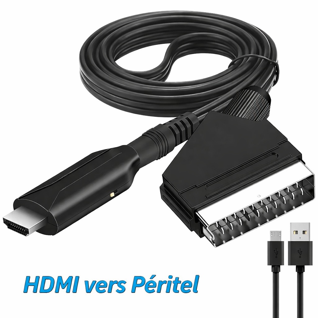 HDMI to SCART Cable for Old TV - Display HDMI Devices on SCART TV - 1080p - USB Power - Plug and Play - Street Tech