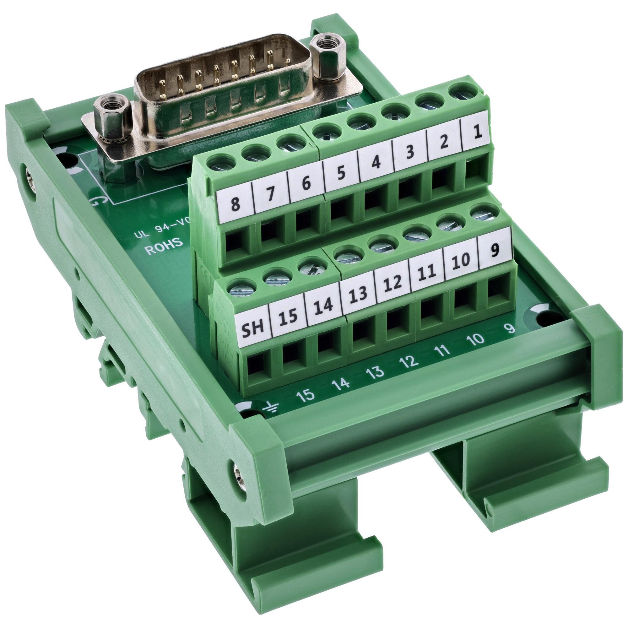 Conectador InLine 92502D - Bloque de terminal / D-Sub 15, Verde