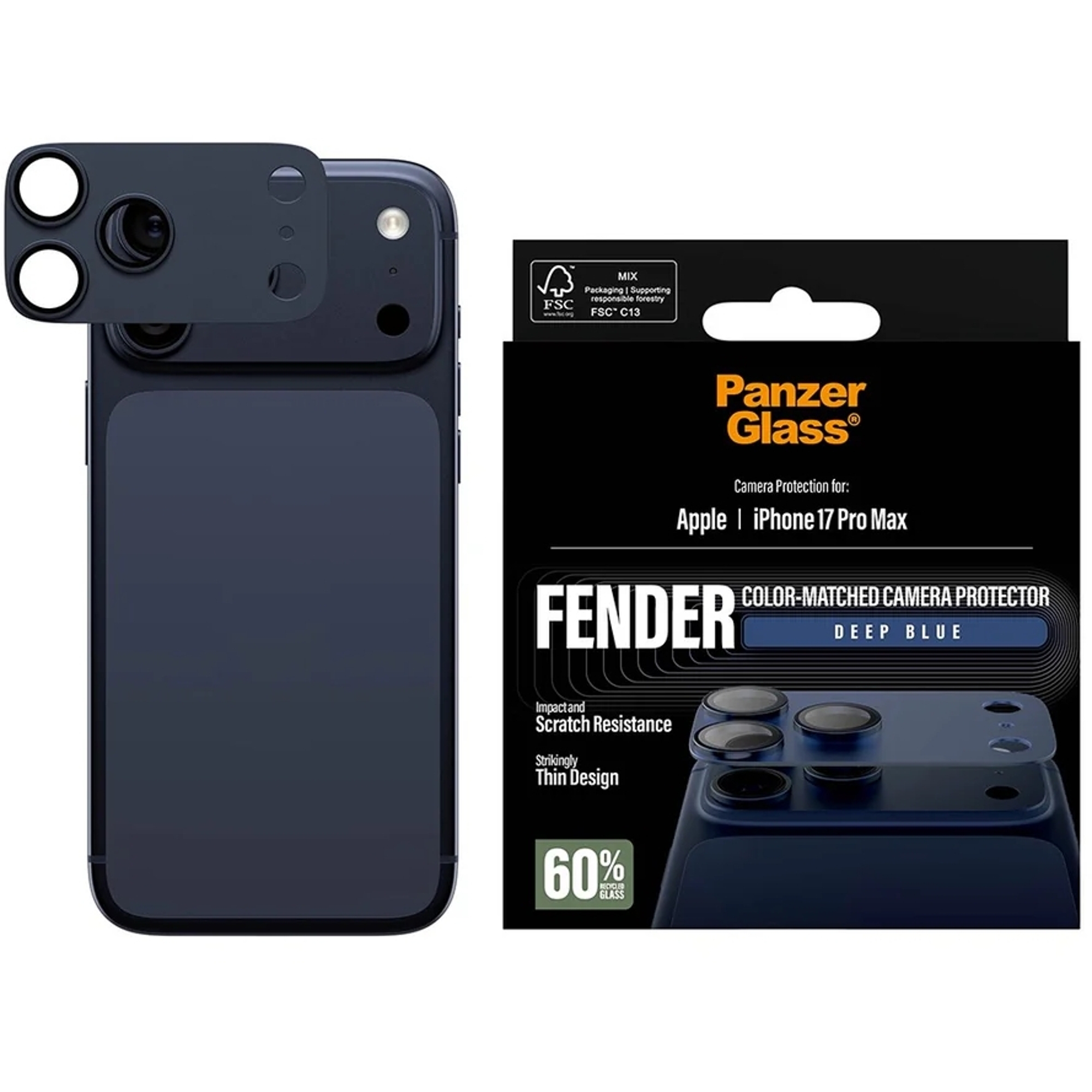PanzerGlass Camera Protection for iPhone 17 Pro Max, Deep Blue