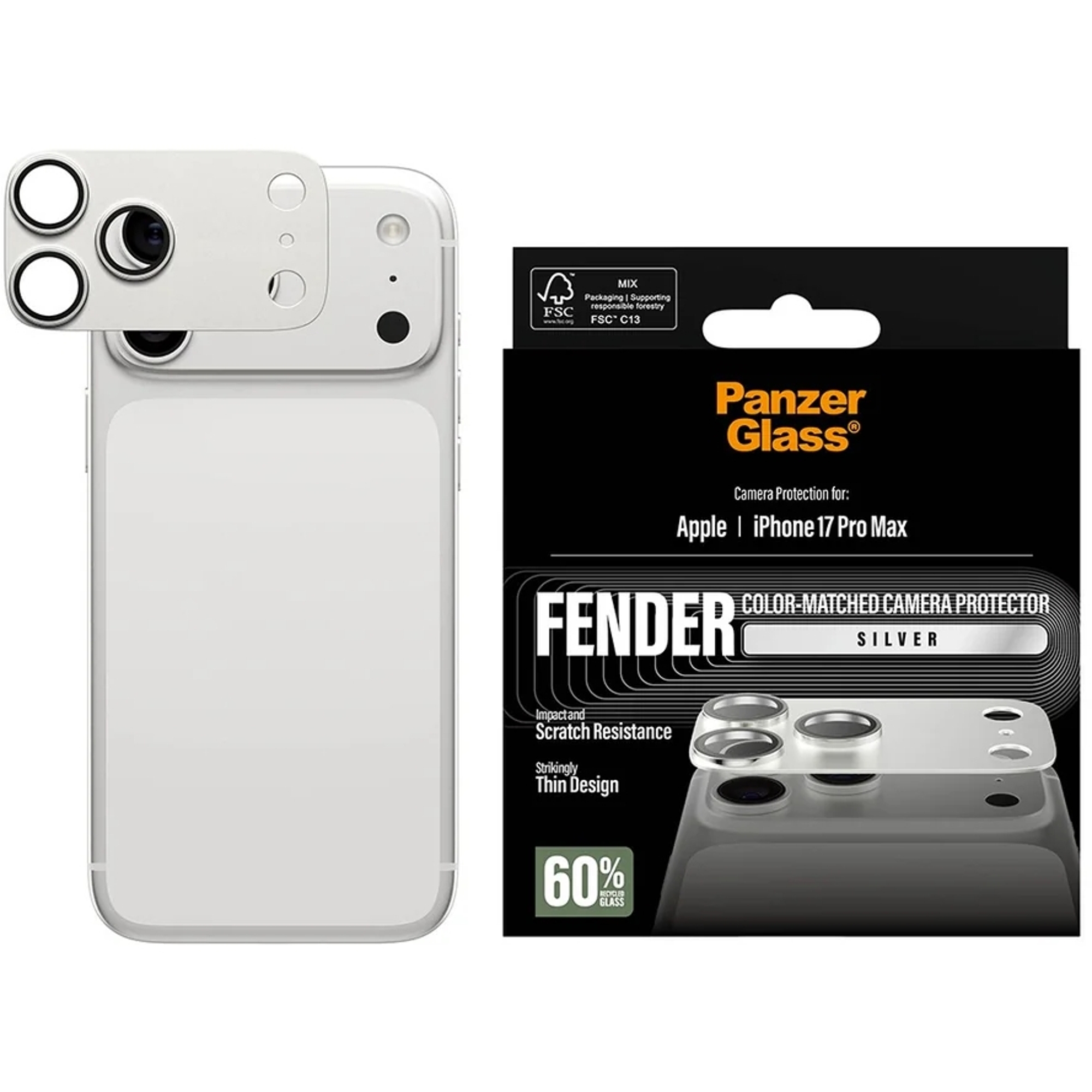 PanzerGlass Camera Protector for iPhone 17 Pro Max, Silver