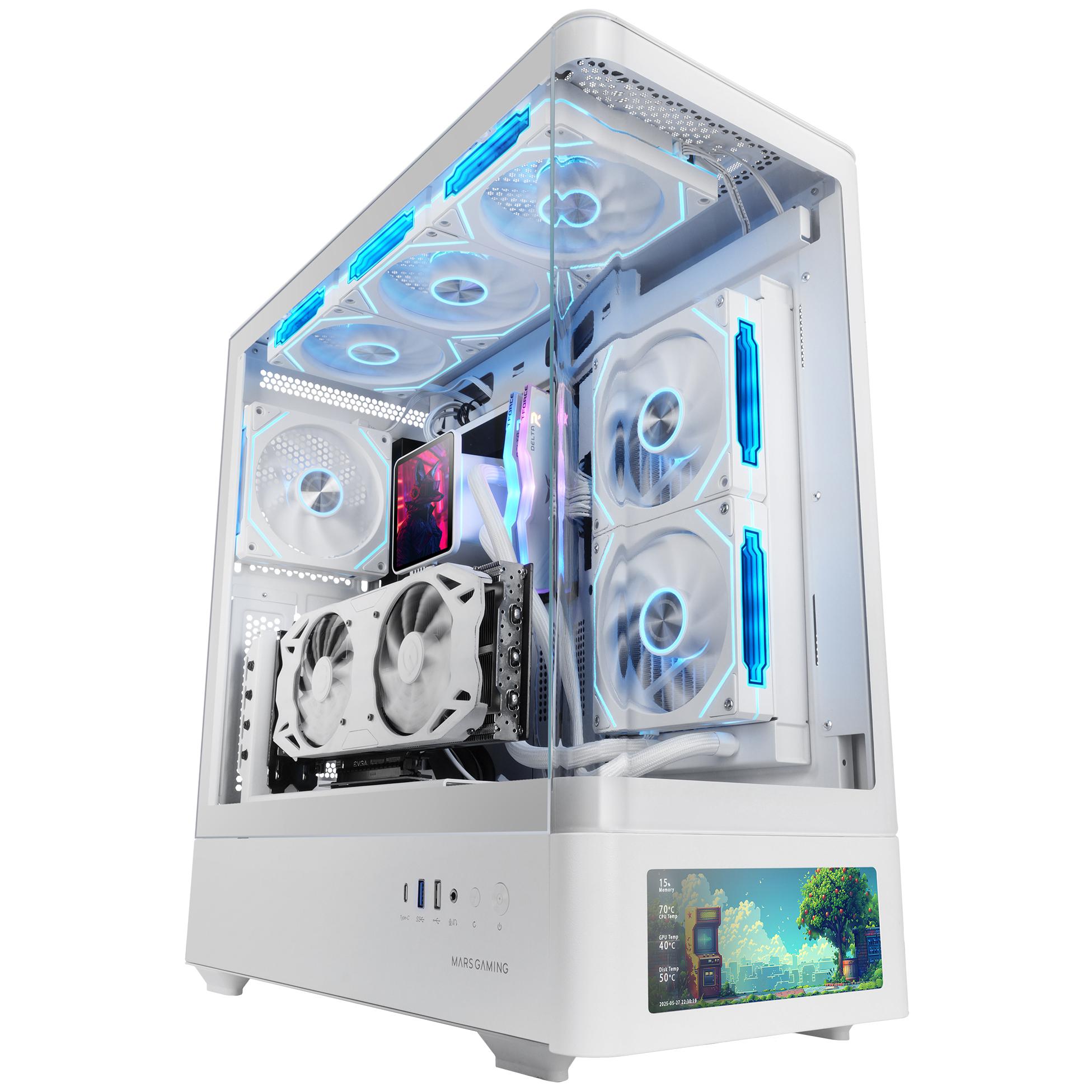 Mars Gaming MCLCDPROW Mid-Tower Case, White