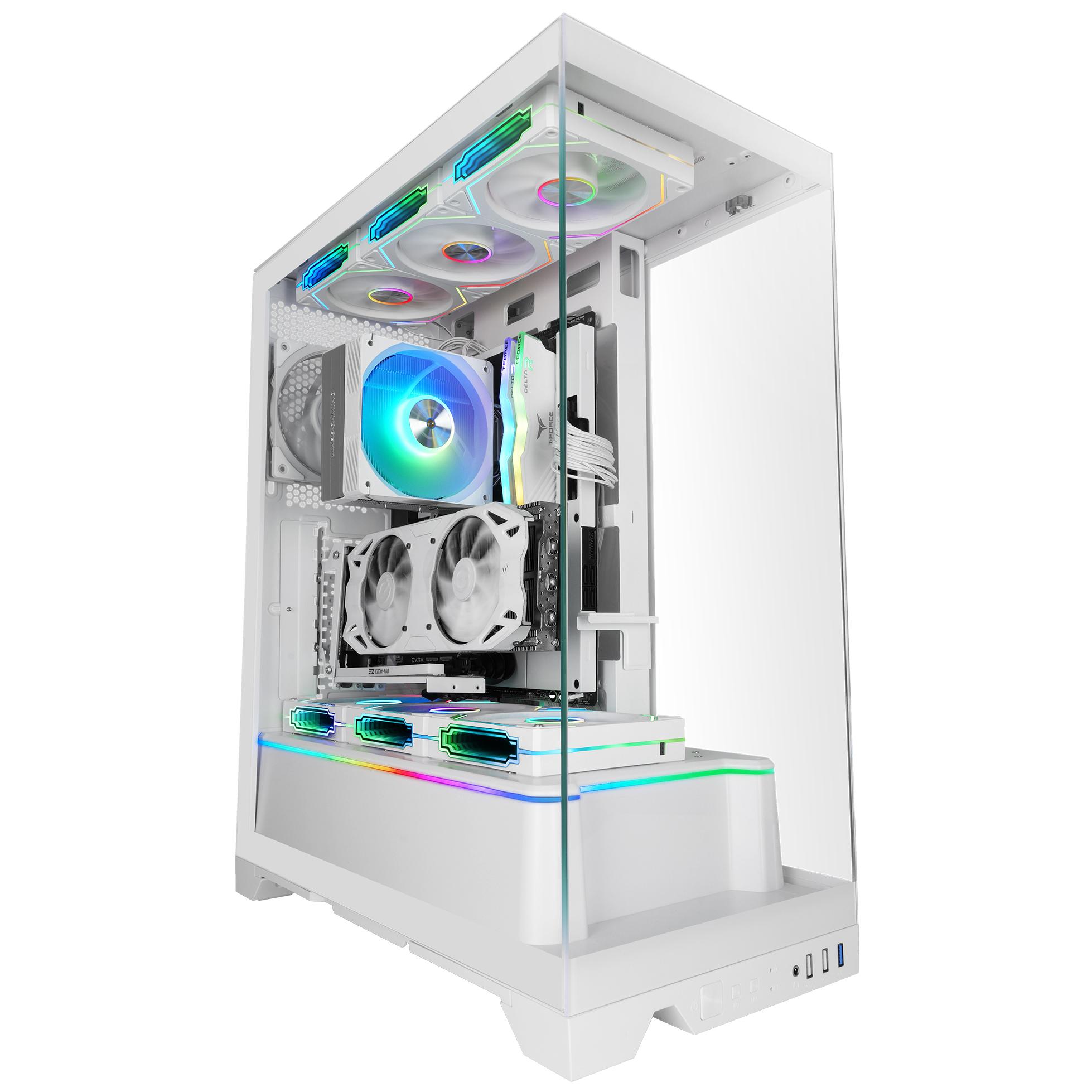 Mars Gaming MCPRISMAW Mid-Tower Case, White