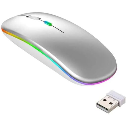 Snakiox Wireless Rechargeable Mouse - Bluetooth - Silver - 3 DPI Levels - Silent - Colored Lights
