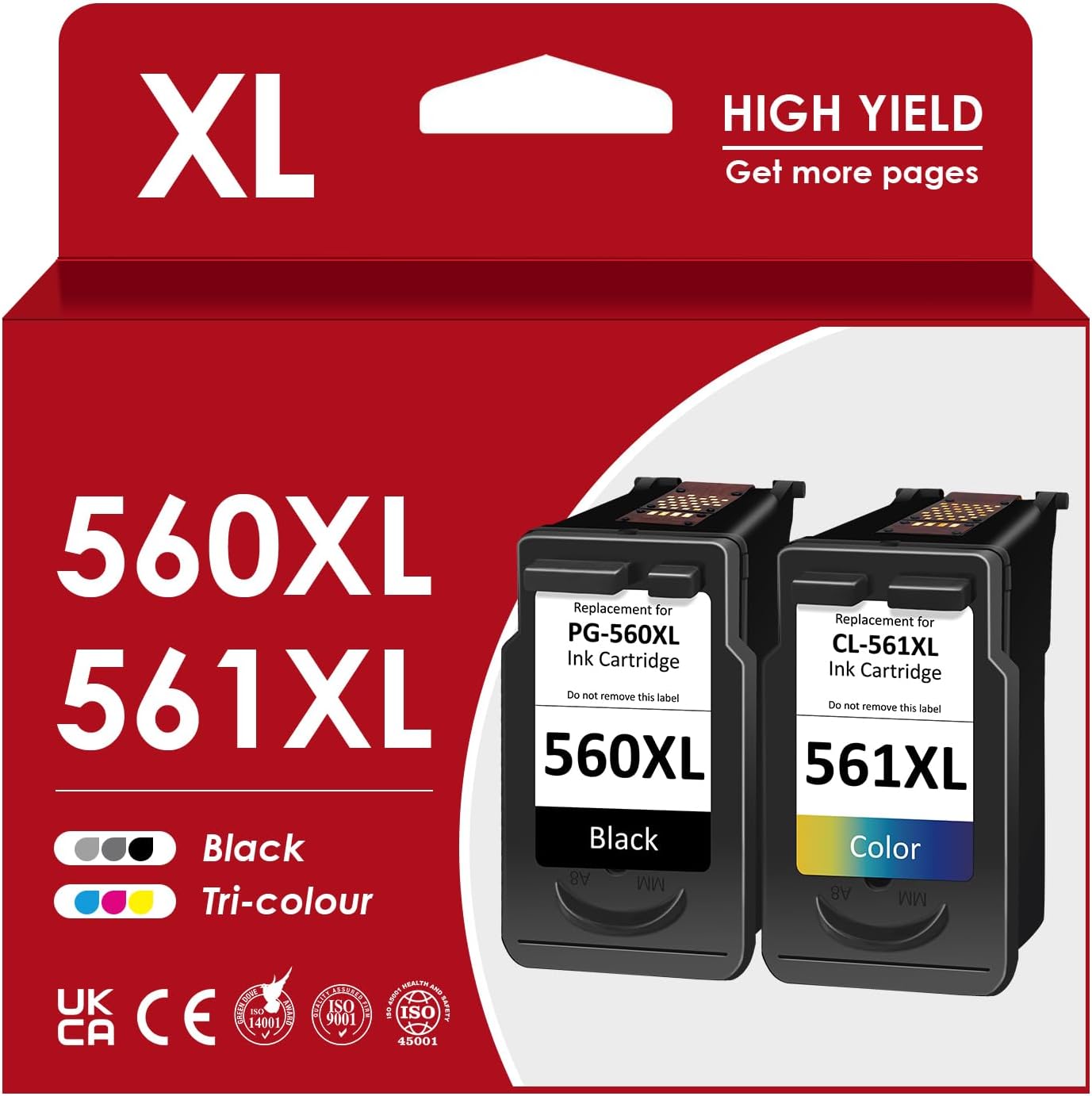 ZENOINK PG 560 CL 561XL Black Printer Cartridges (XL) - Compatible with Canon Pixma TS5350/TS7450 Series