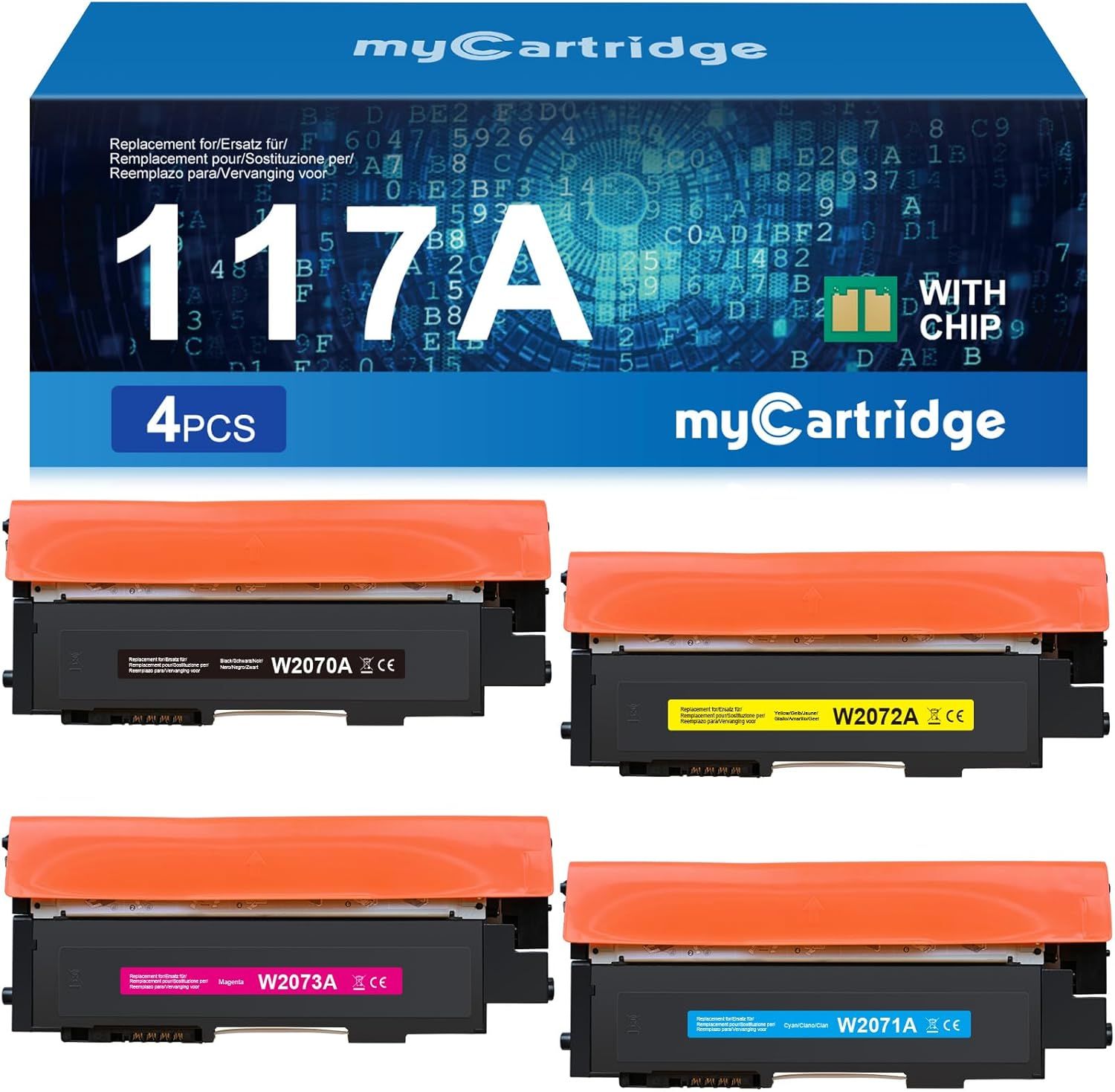 Mycartridge 117A Toner Cartridges (Black, Yellow, Cyan, Magenta) - Compatible with HP Color Laser MFP 178nw/178nwg/179fnw/179fwg/150a/150w/150nw