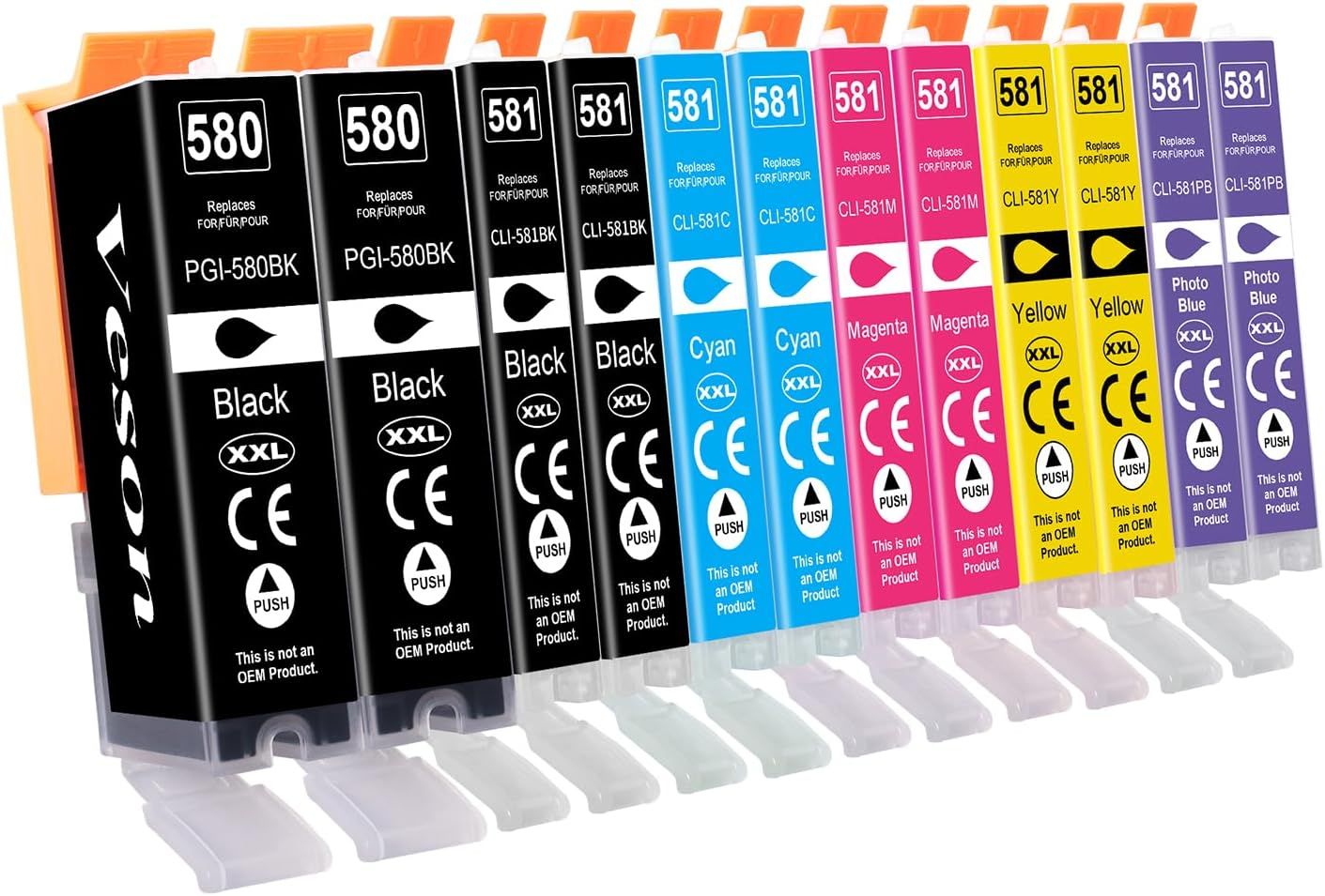 Veson Compatible Ink Cartridges PGI-580 XXL CLI-581 XXL for Canon Pixma TS Series