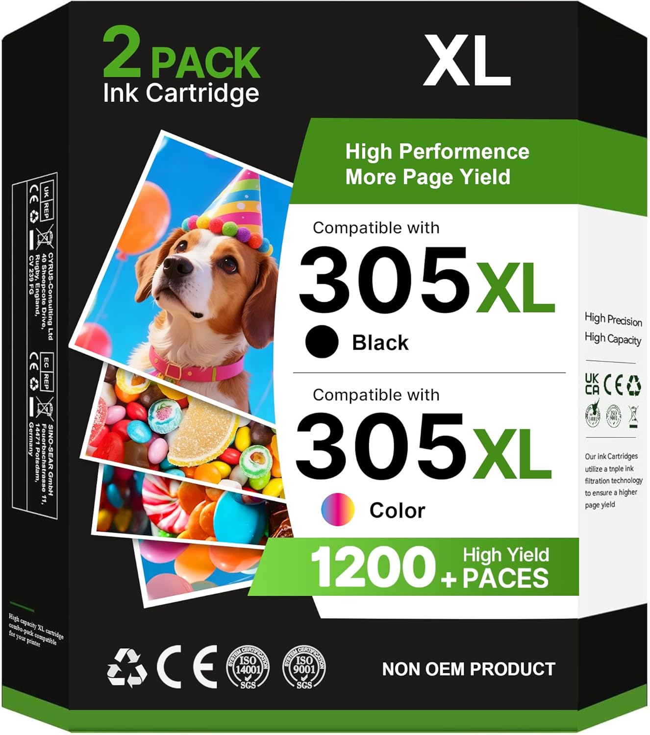 Tiorumcs 305 XL Replacement Cartridge - Black and Color Compatible for HP 305 XL Cartridge