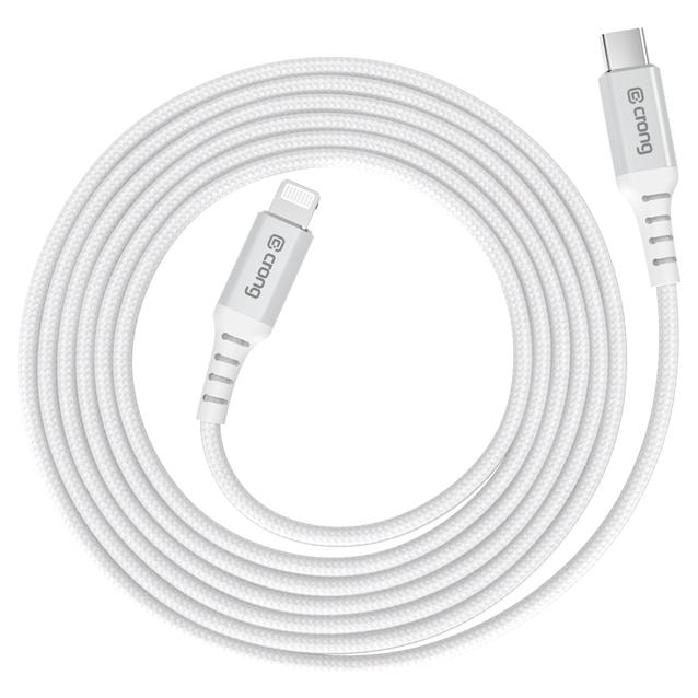 Crong USB-C Cable, 1.5m, Aluminum, Silver & White