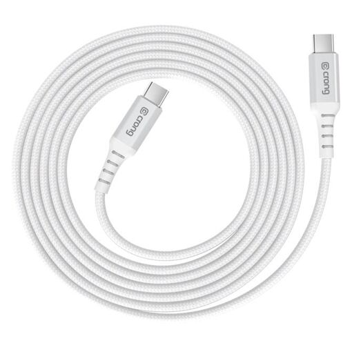 Cable Crong USB-C, 1,5 m, USB 3.2 Gen 2, Aluminio, Blanco y Plata