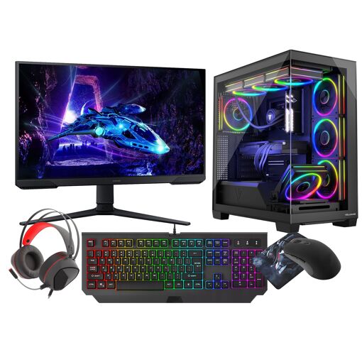 PC de juego VIST Stellar - Ryzen 7 8700F, 32GB de RAM, RTX 5070, SSD de 1TB, Pantalla LCD de 24' 180Hz