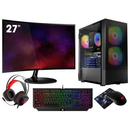 VIST Gaming PC - Ryzen 7 5700G, 16GB RAM, RX Vega8, 500GB SSD, WiFi, 27" LCD, Windows 11 Pro