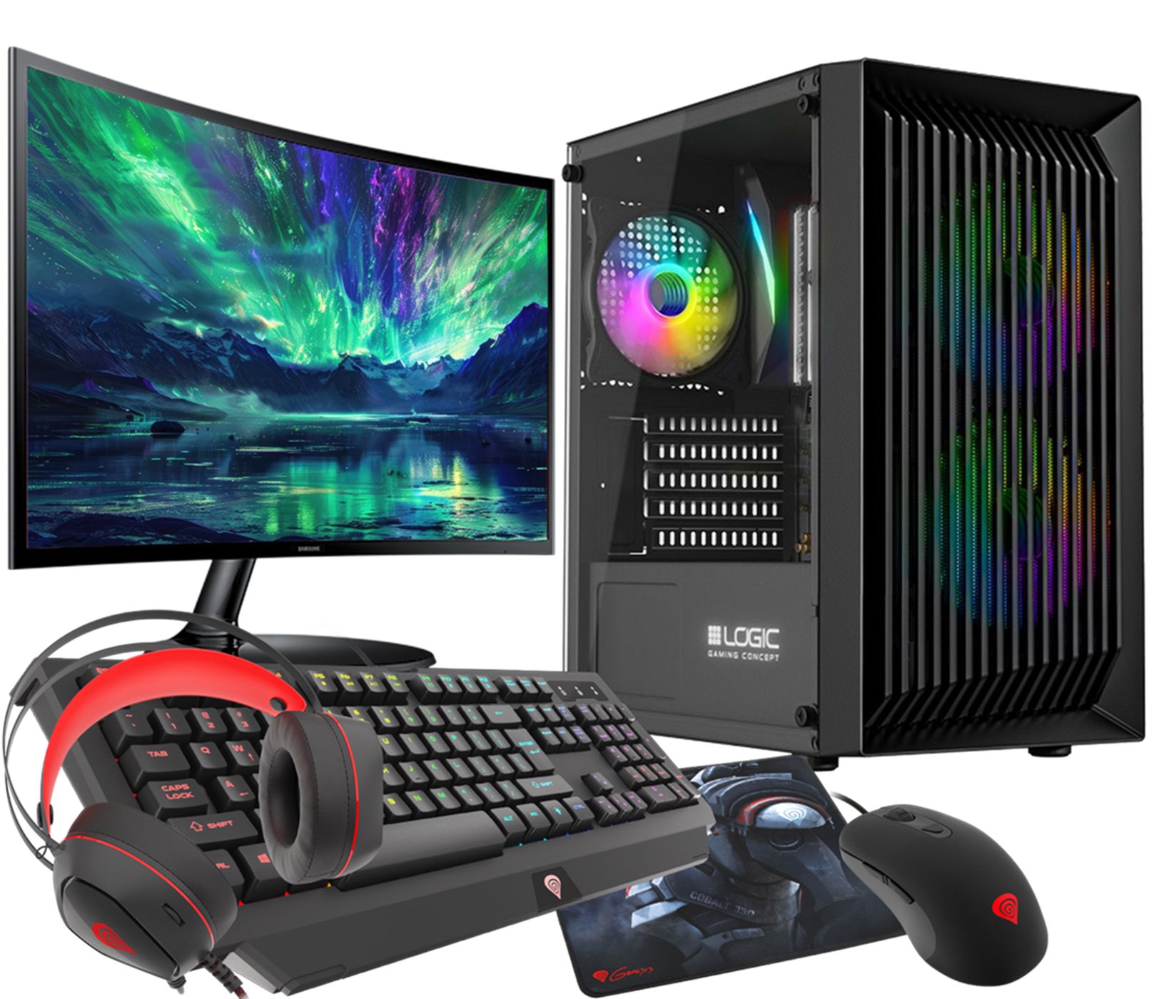 Kit de jeu VIST - Ryzen 7 5700G, 16 Go de RAM, RX Vega, SSD 500 Go, Wi-Fi, écran LCD 24', Windows 11 Pro