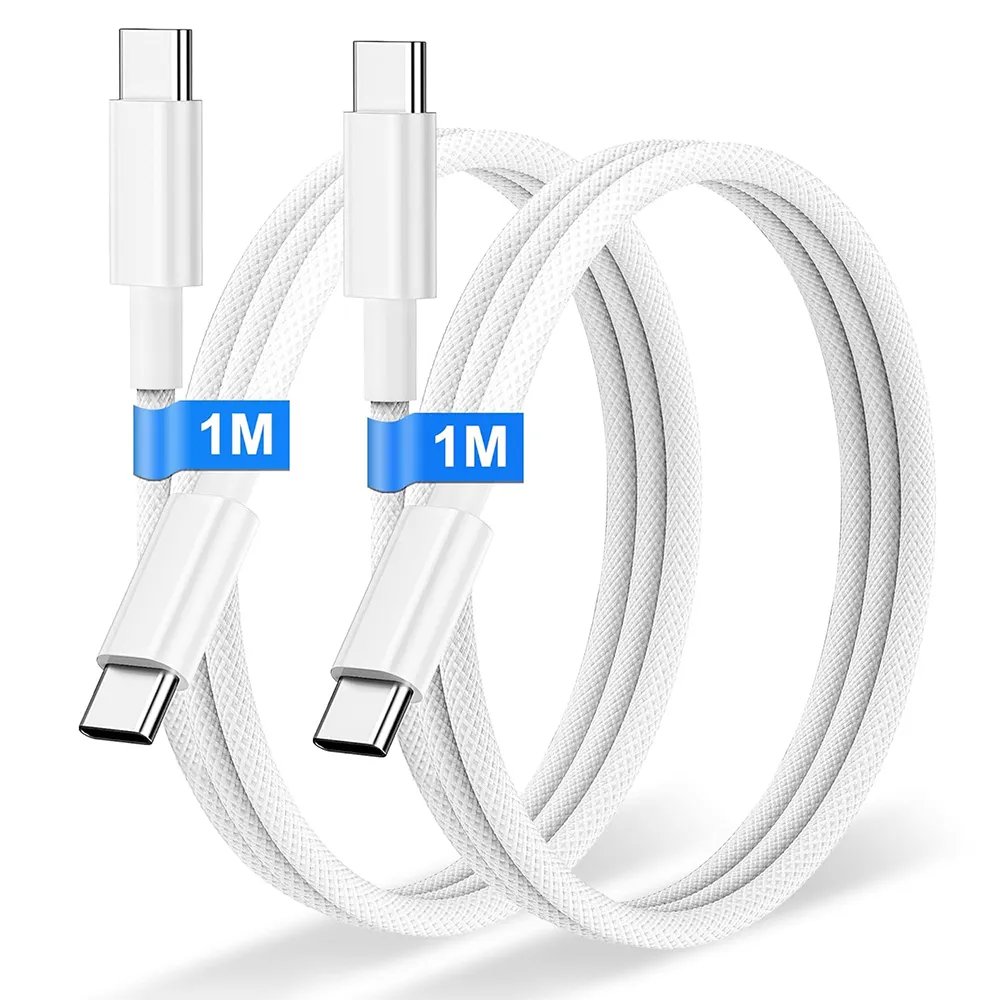 E.F.Connection 60W USB-C Cable for iPhone 17 Pro Max, Air, and More - 1 Meter (2-Pack)