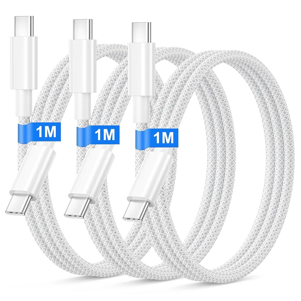 E.F.Connection 60W USB-C to USB-C Cables (3 Pack) - 1 Meter Quick Charge for iPhone 17 Pro Max, 17, 16, 16 Plus, 15, 15 Plus