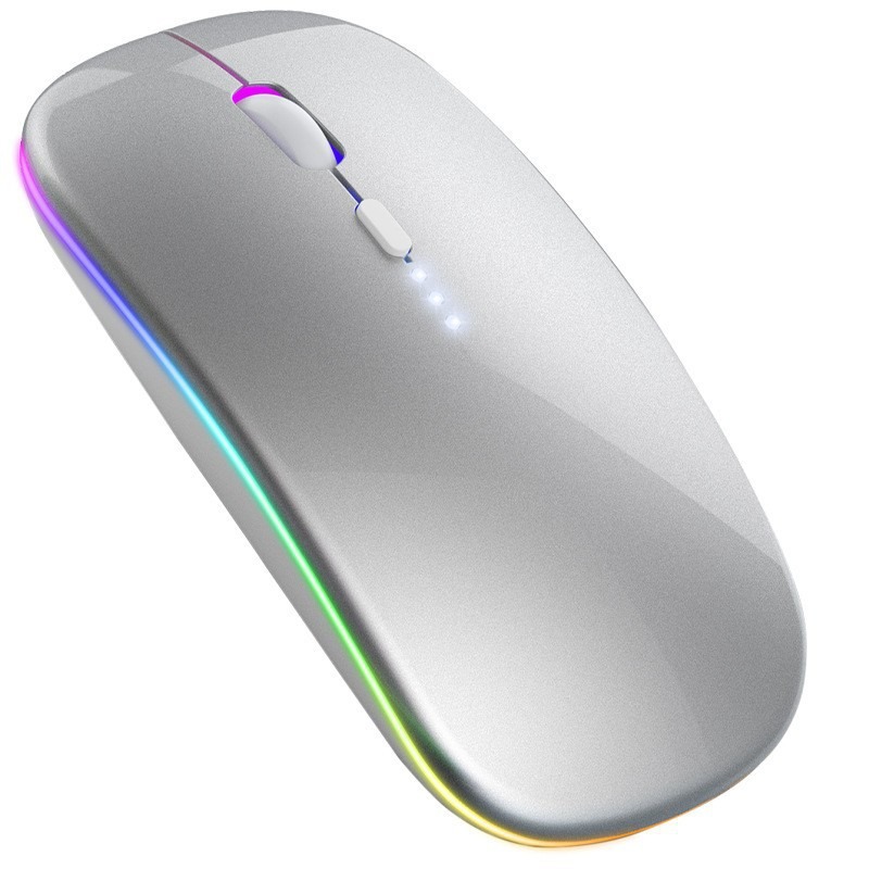 Bluetooth Silent Wireless Mouse, Rechargeable via Type-C, Universal for Laptop & Desktop, Silver