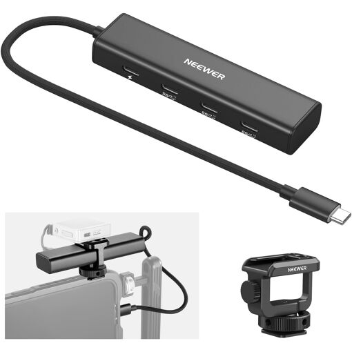 NEEWER USB-C Docking Station with Adapter Griff, 4-in-1 Multi-Port Adapter with 3 USB-C 3.1 Gen2 Ports and 1 PD 100W Port, 10 Gbit/s, Compatible with iPhone 16/15, iPad, Mac, Android, PC
