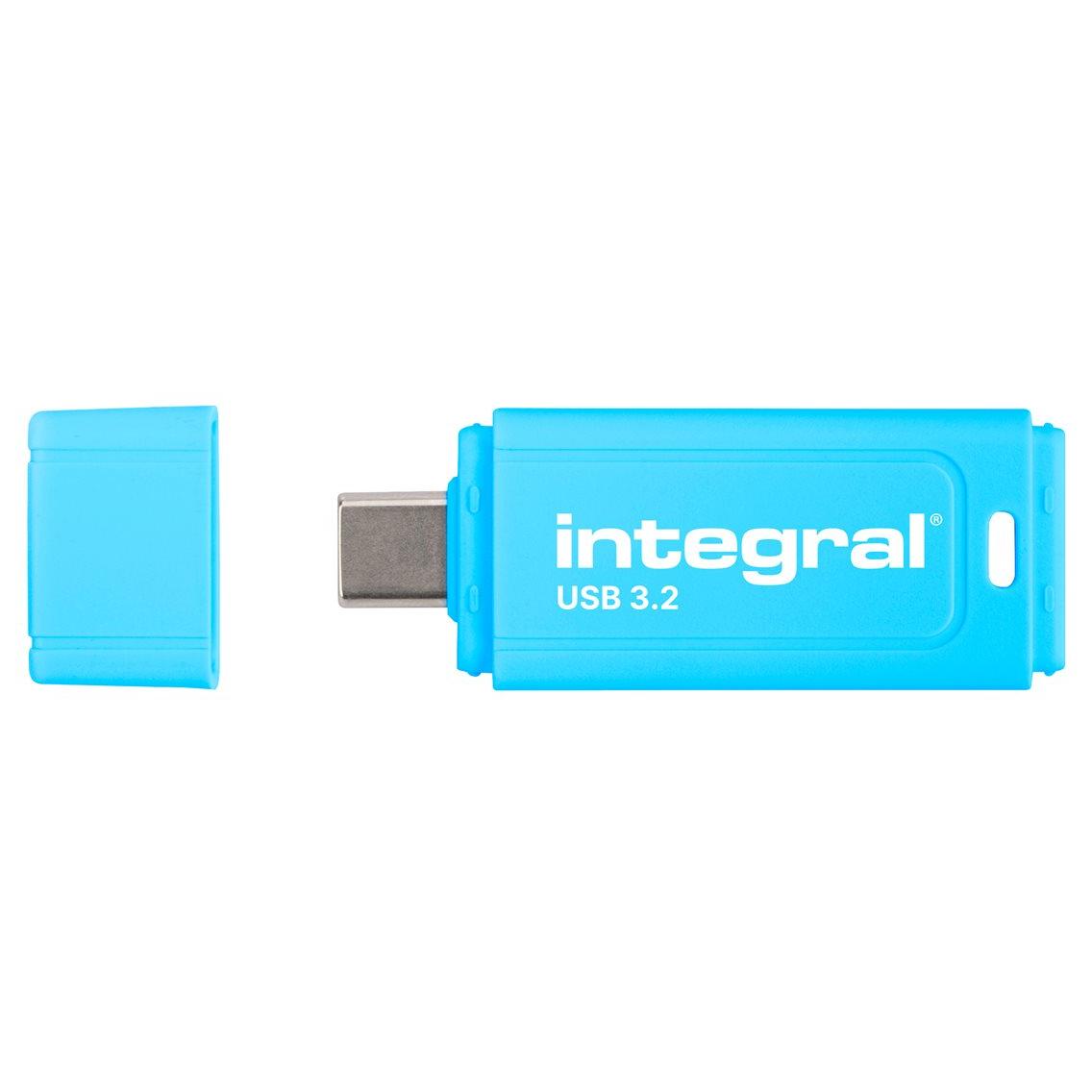 Integral Neon-C USB Drive - 32GB - USB-C 3.1 Gen 1 - Blue