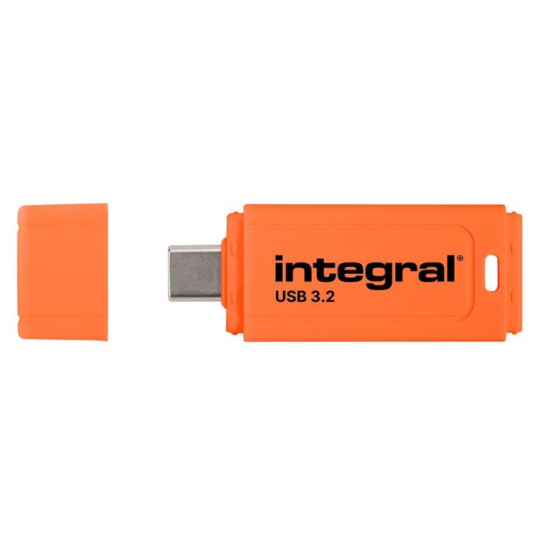 Integral Neon-C USB 32GB Type-C 3.2 Gen 1 Drive - Orange