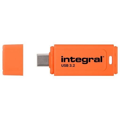 Integral Neon-C USB Drive - 64GB - USB-C 3.1 Gen 1 - Orange