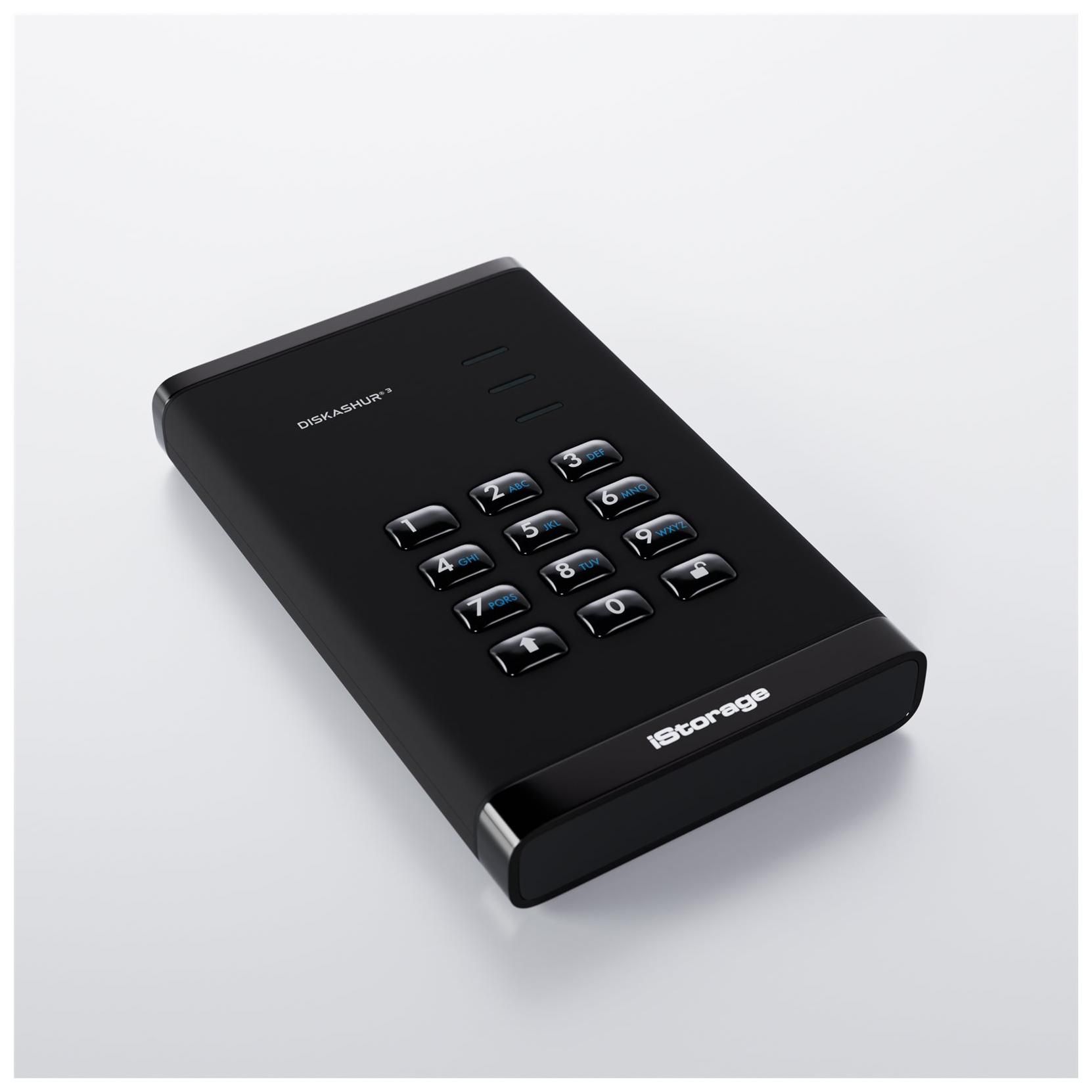 iStorage diskAshur³ - 512GB Encrypted SSD - Portable External Drive - USB 3.2 Gen 1 - Black Diamond