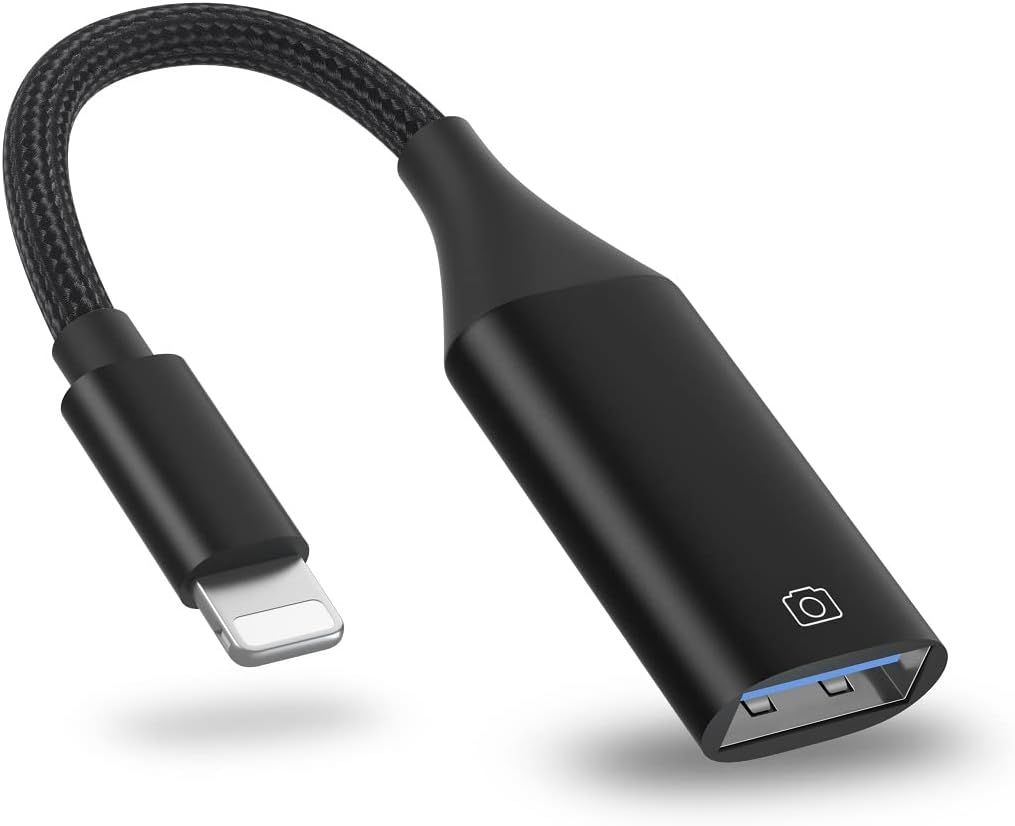 LORANKA Camera USB Adapter for iPhone - OTG USB Cable for iPad, Supports USB Flash Drive, Memory Card Reader, Mouse, Keyboard, MIDI...