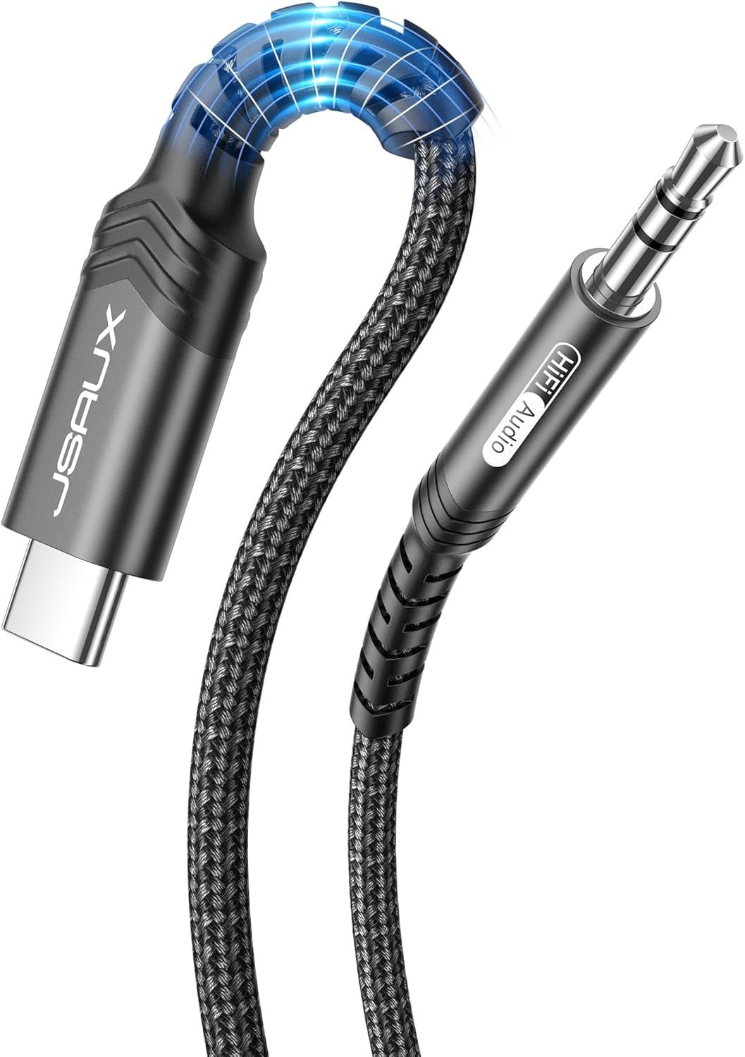 LORANKA USB C to 3.5mm Jack Adapter, 2m, Type C 3.5mm Male to Stereo Car Aux Compatible with iPhone 15 Pro Max/15 Plus, Samsung Galaxy S23 S22 Ultra, iPad Pro, Huawei P40 - Black