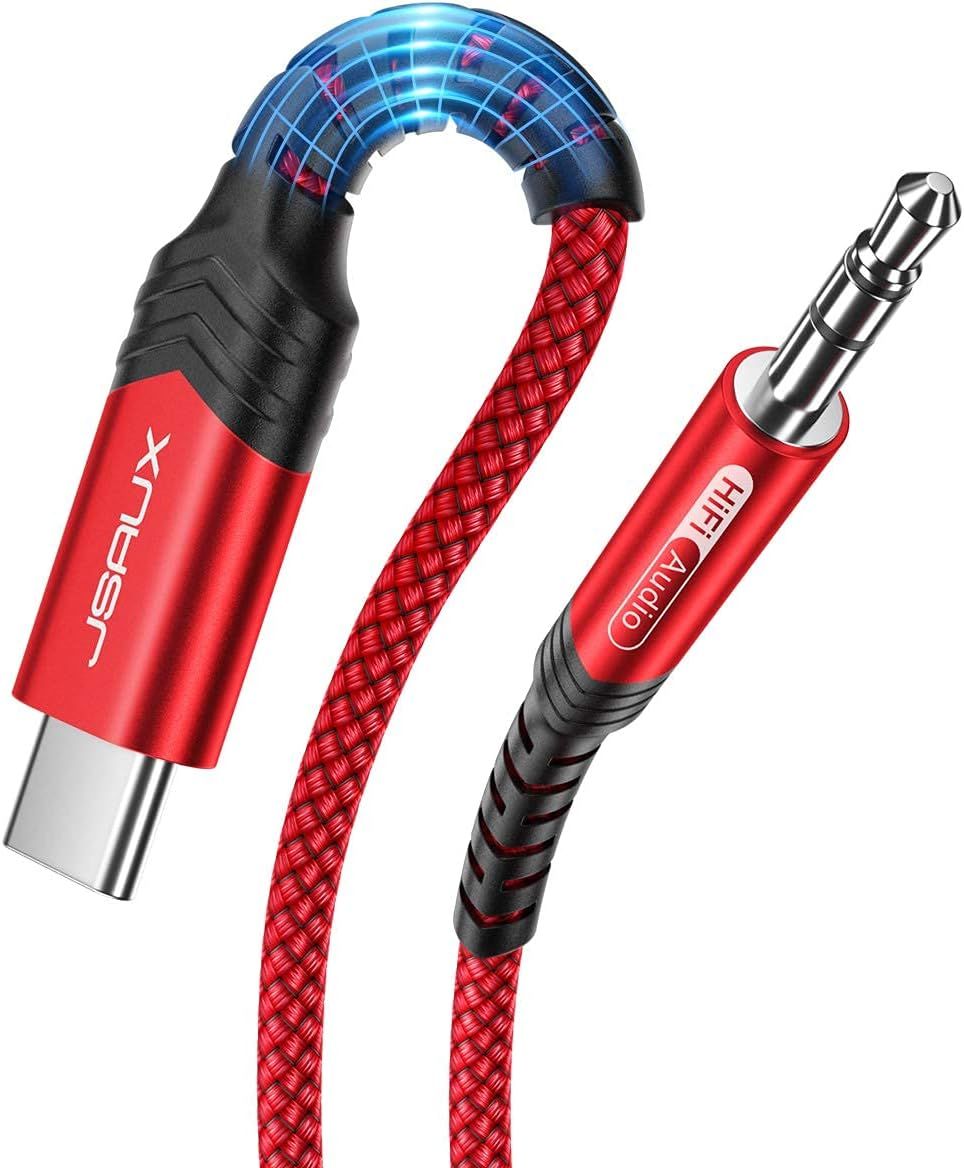 LORANKA USB C to 3.5mm Jack Adapter, 50cm Type C to 3.5mm Male Stereo Car Auxiliary Compatible with iPhone 16 Pro Max/15 Pro Max, Galaxy S24 S23 Ultra, iPad Pro, Huawei - Red