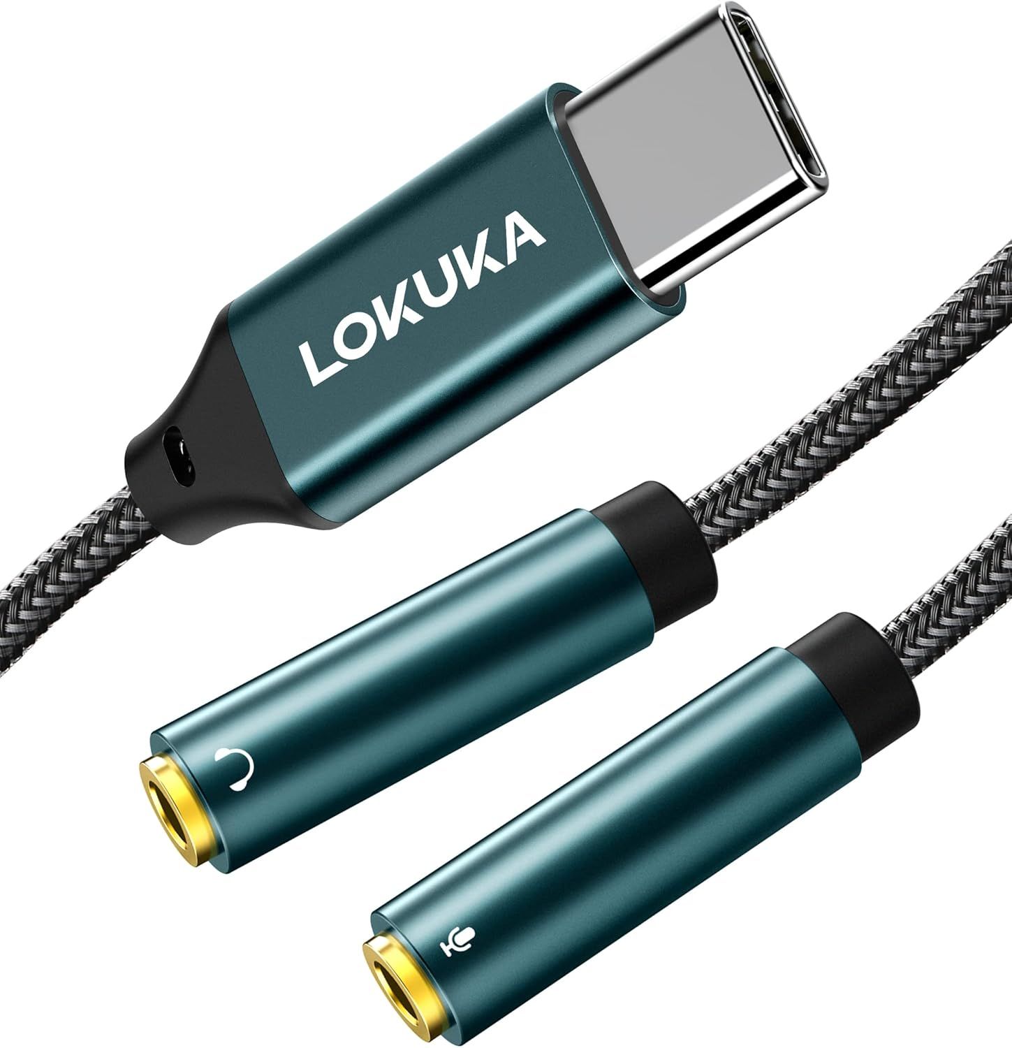 LORANKA USB-C to 3.5mm Jack Adapter with Microphone Split Cable