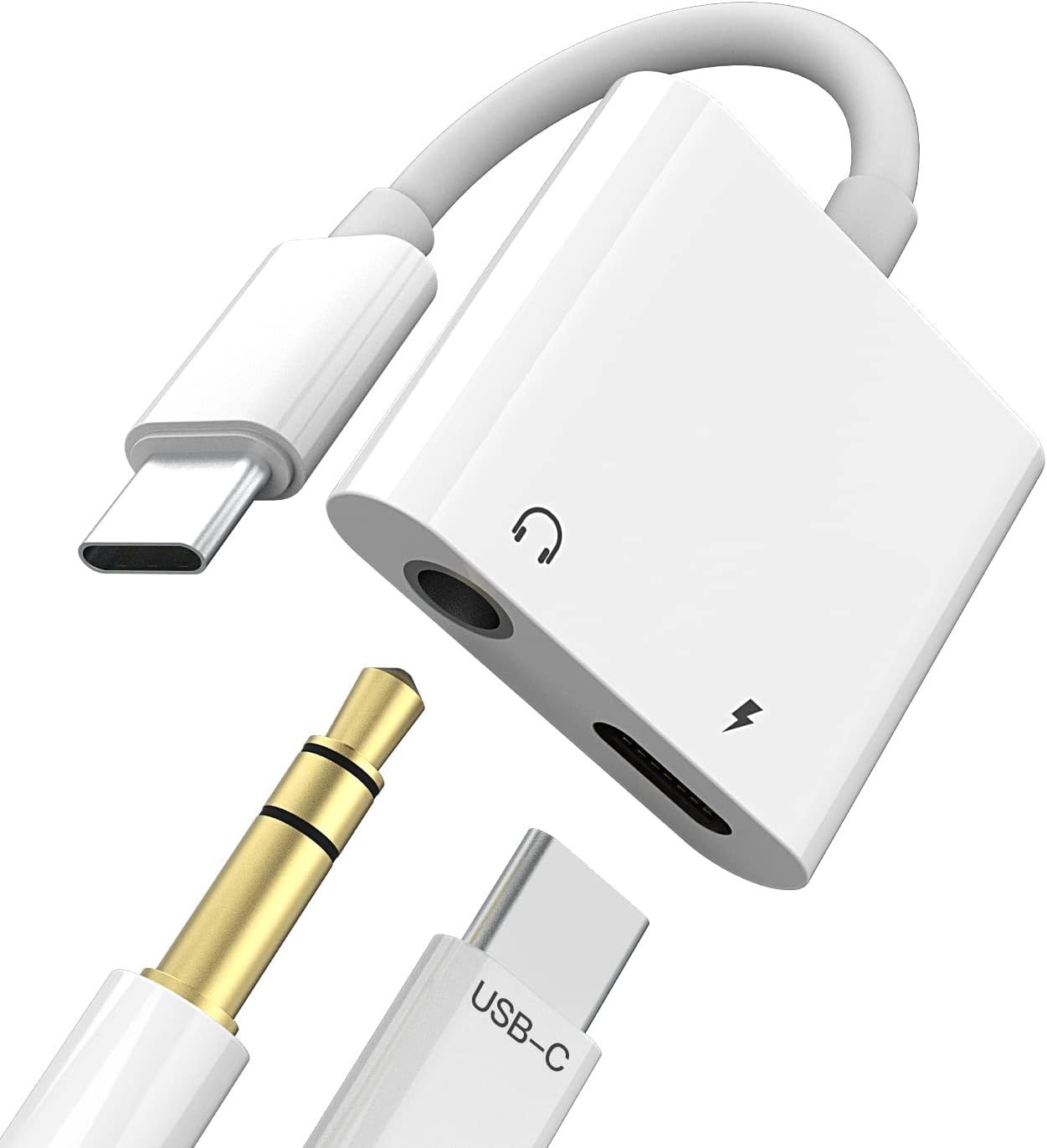 LORANKA USB-C to 3.5mm Jack Adapter - 2 in 1 for Apple iPhone 15 Pro Max/Mini, iPad, Compatible with Samsung DAC Headphones, Type C Cable, Car Audio Accessories