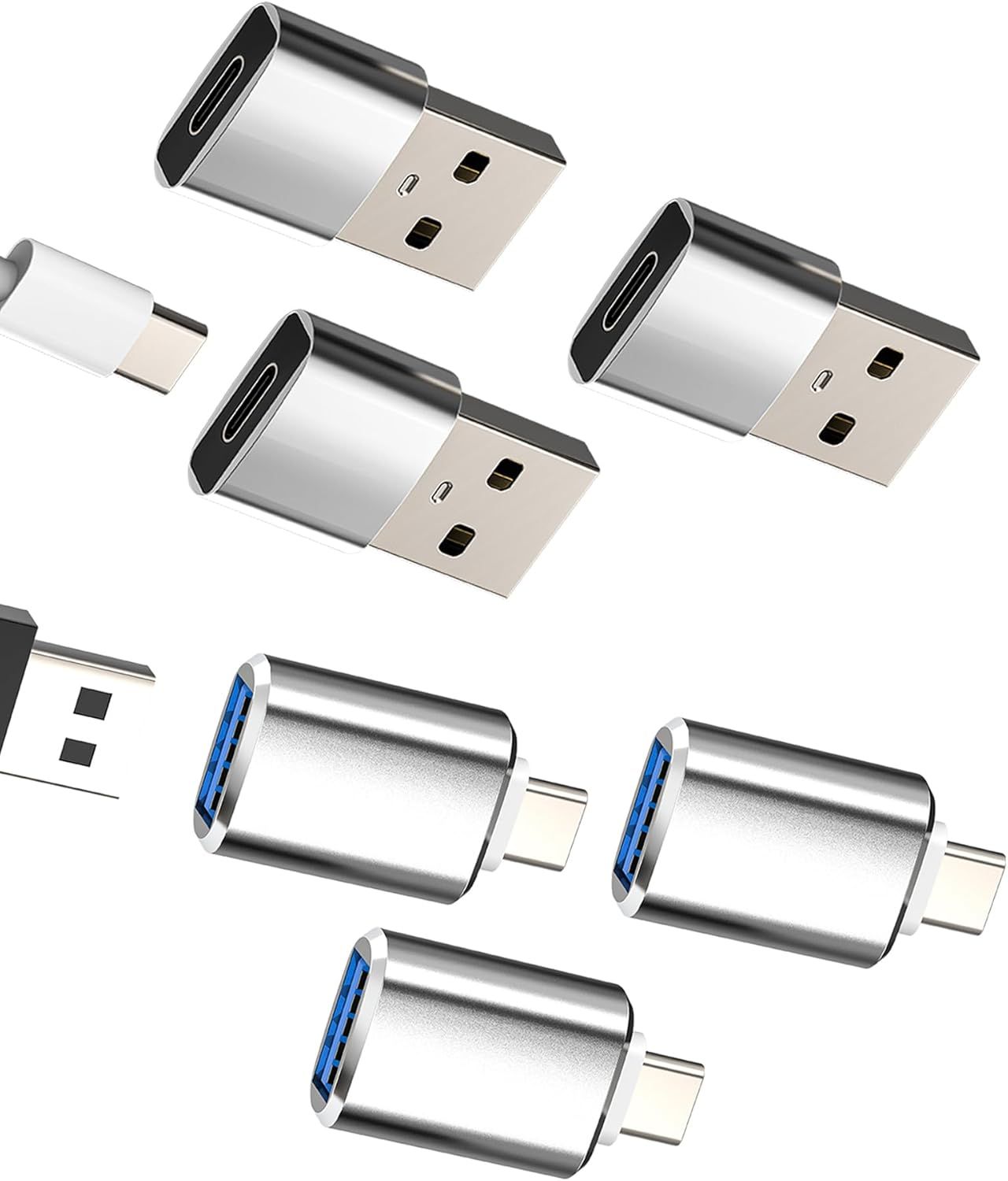 LORANKA USB-C to USB Adapter (Lot of 6) - OTG Type C Connector for iPhone 16/15 Pro, MacBook, Compatible with Samsung, iPad, Tablet, PC, Data Transfer, Charge