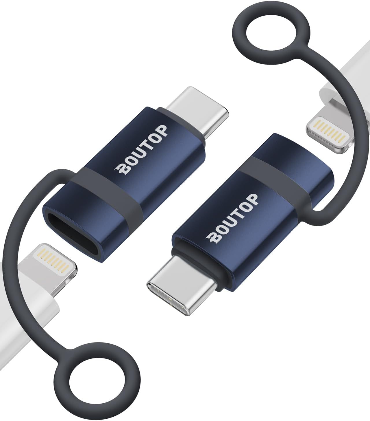LORANKA-C33 [MFi Certified] Lightning to USB C Adapter 60W for Quick Charge Compatible with iPhone 15 Pro/15 Pro Max/15/15 Plus, MacBook, iPad - [2 Pack, Blue]