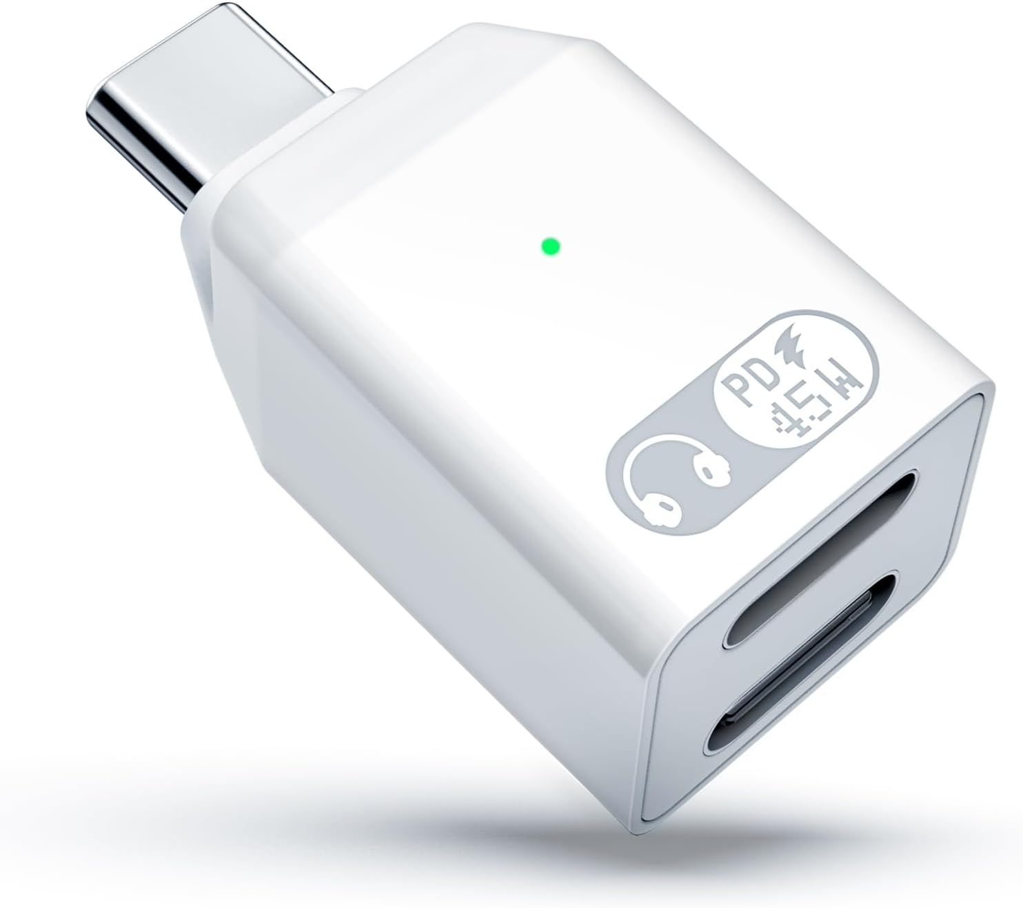 LORANKA USB-C to Lightning Audio Adapter with Dual Ports for Headphones, Fast 45W Charging for iPhone 16/15 Plus/Pro/Max, Galaxy S24/S23, iPad, White