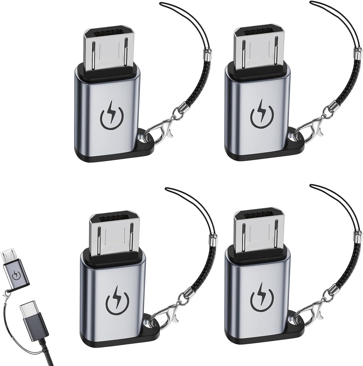 LORANKA 4-Pack USB C to Micro USB Adapters - Female to Male, 18W Power Delivery