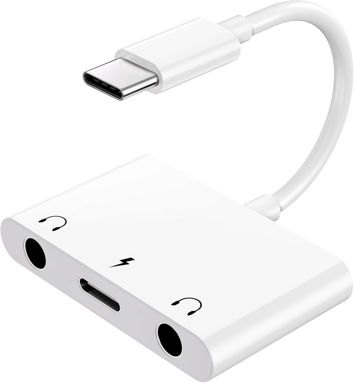 LORANKA USB C Jack Adapter, 3-in-1 Type-C to Audio Jack and Quick Charge PD 60W