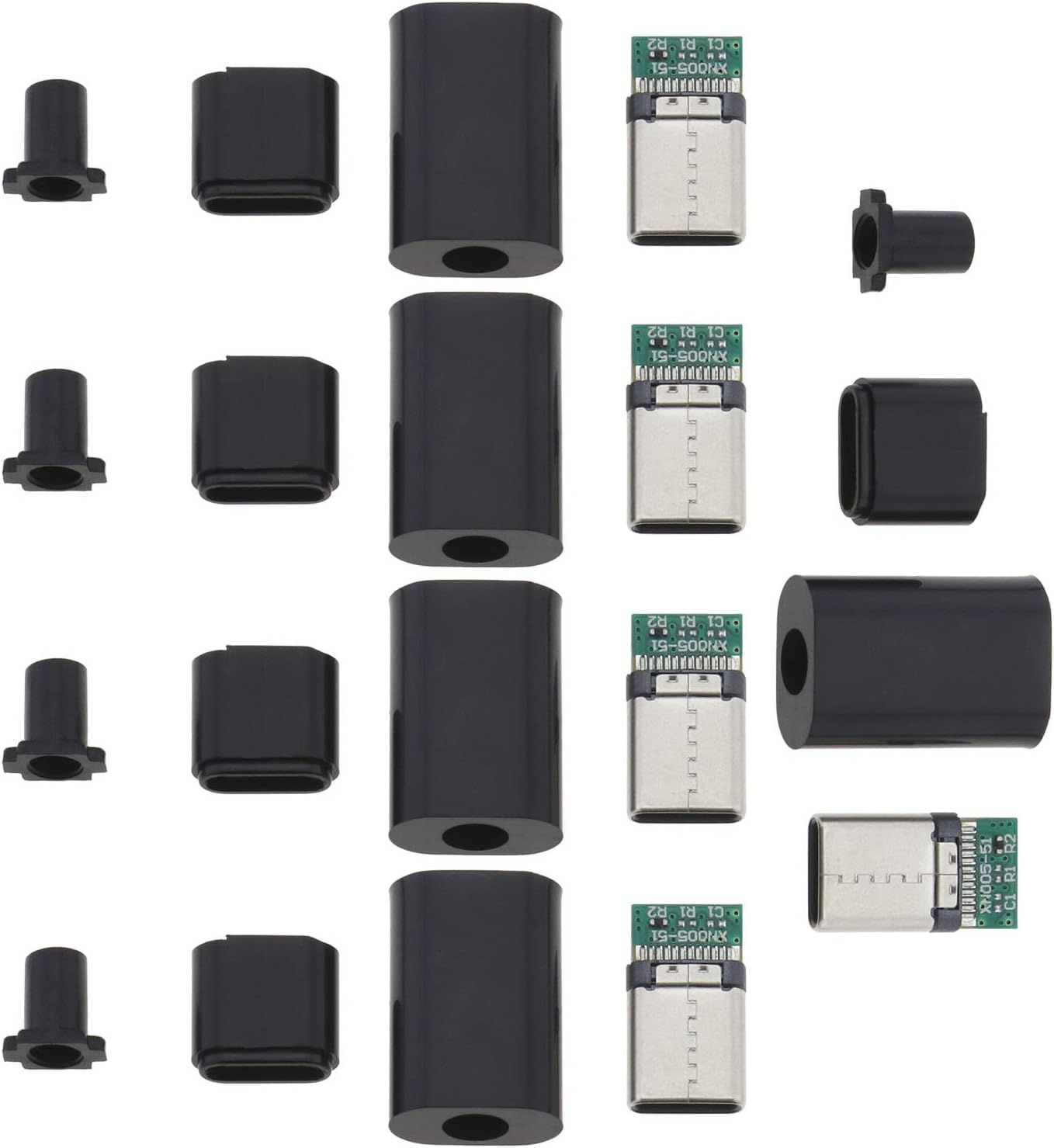 LORANKA USB 3.1 Type-C DIY Male Plug, 5.1k Resistance, OTG Host, Black