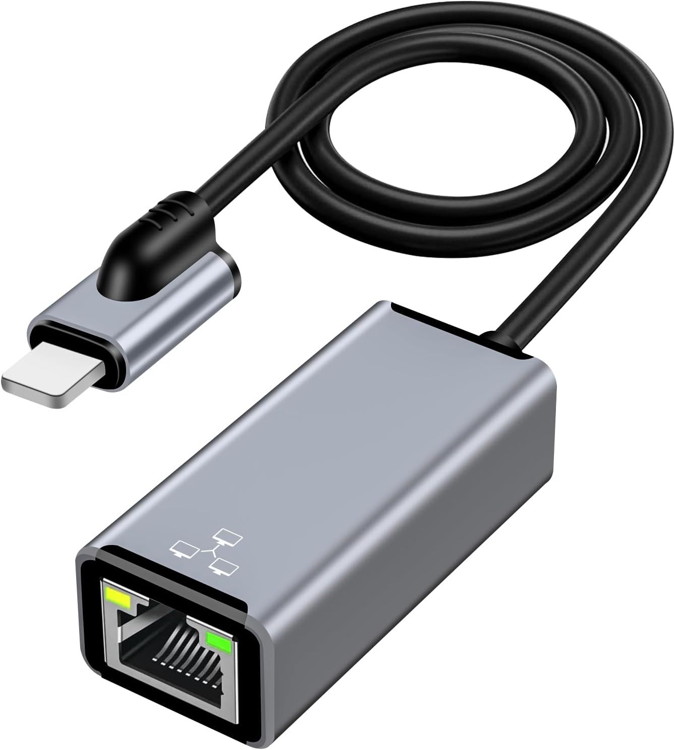 LORANKA Lightning to Ethernet Adapter, MFi Certified RJ45 Ethernet LAN with Charging Port, 100 Mbps High Speed Compatible with iPhone/iPad/iPod