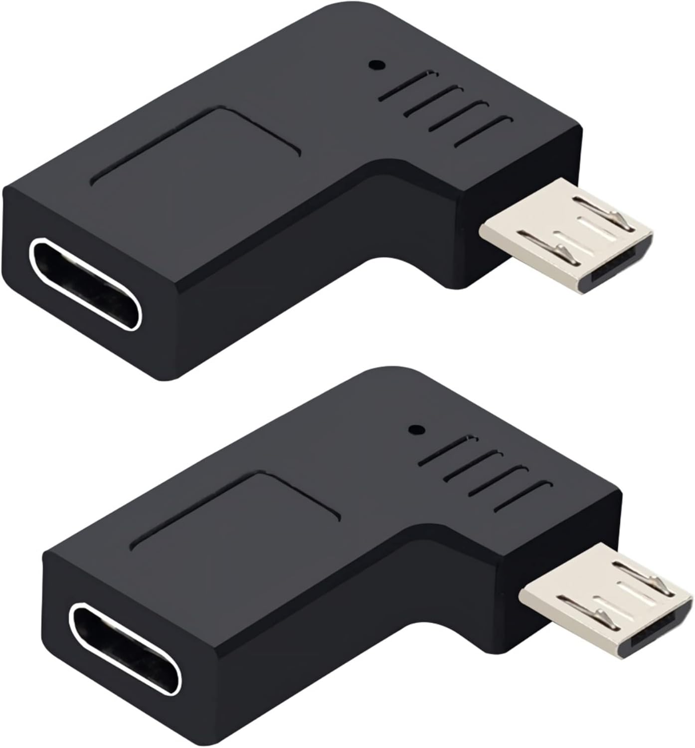 LORANKA USB-C Right Angle Adapter, Micro USB to Type C Connector for Smartphone, Dash Cam and Car Navigation System - 2PCS (Left Angle Micro USB to Type-C)