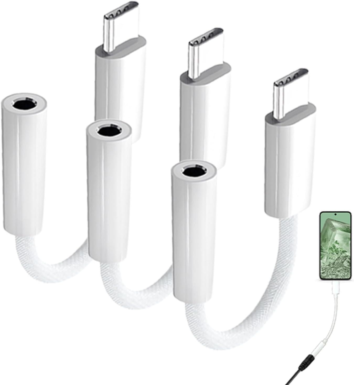 LORANKA 3-Pack USB C to 3.5mm Headphone Adapter