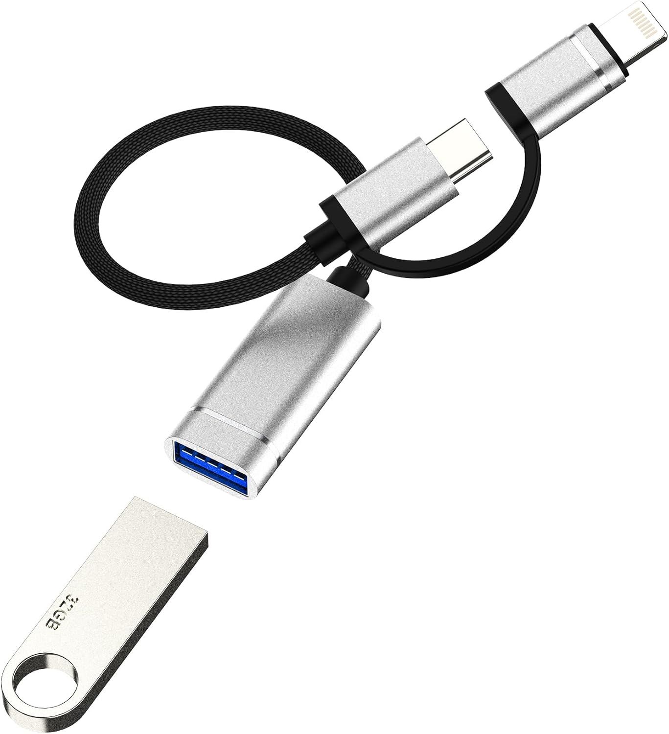 LORANKA Lightning to USB-C 3.0 Adapter - OTG for iPhone, iPad & Android