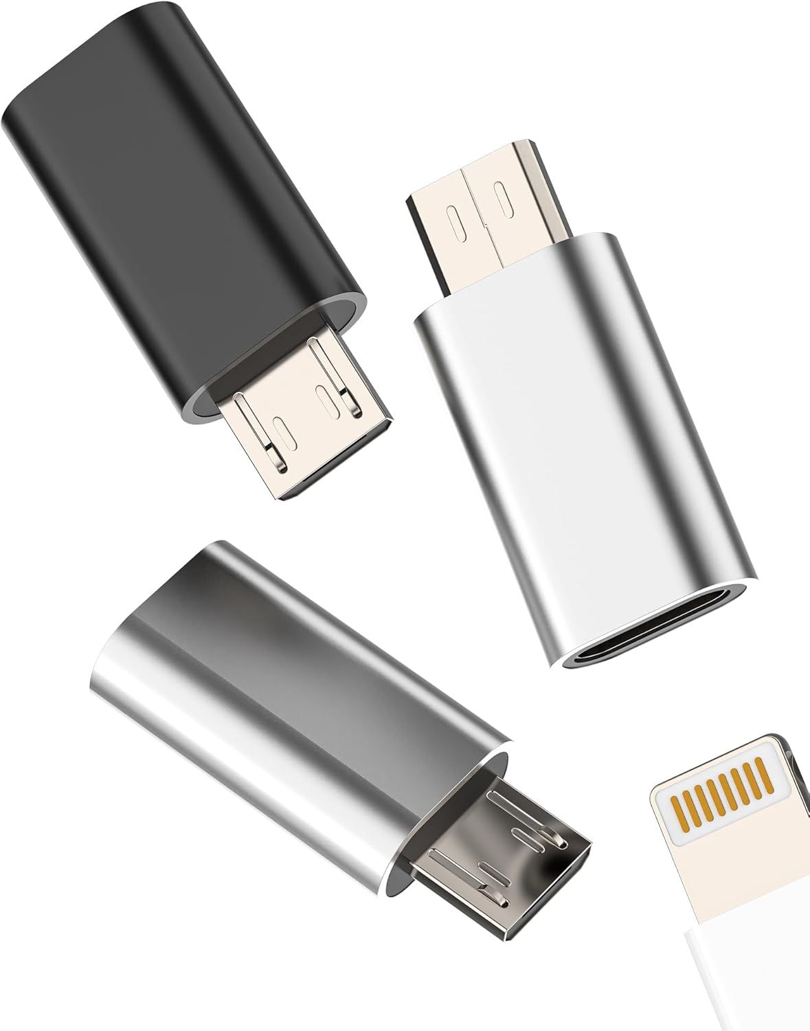 LORANKA Lightning to Micro USB Adapter Set (3-Pack) - Charge and Sync iPhone, Samsung Galaxy, and More