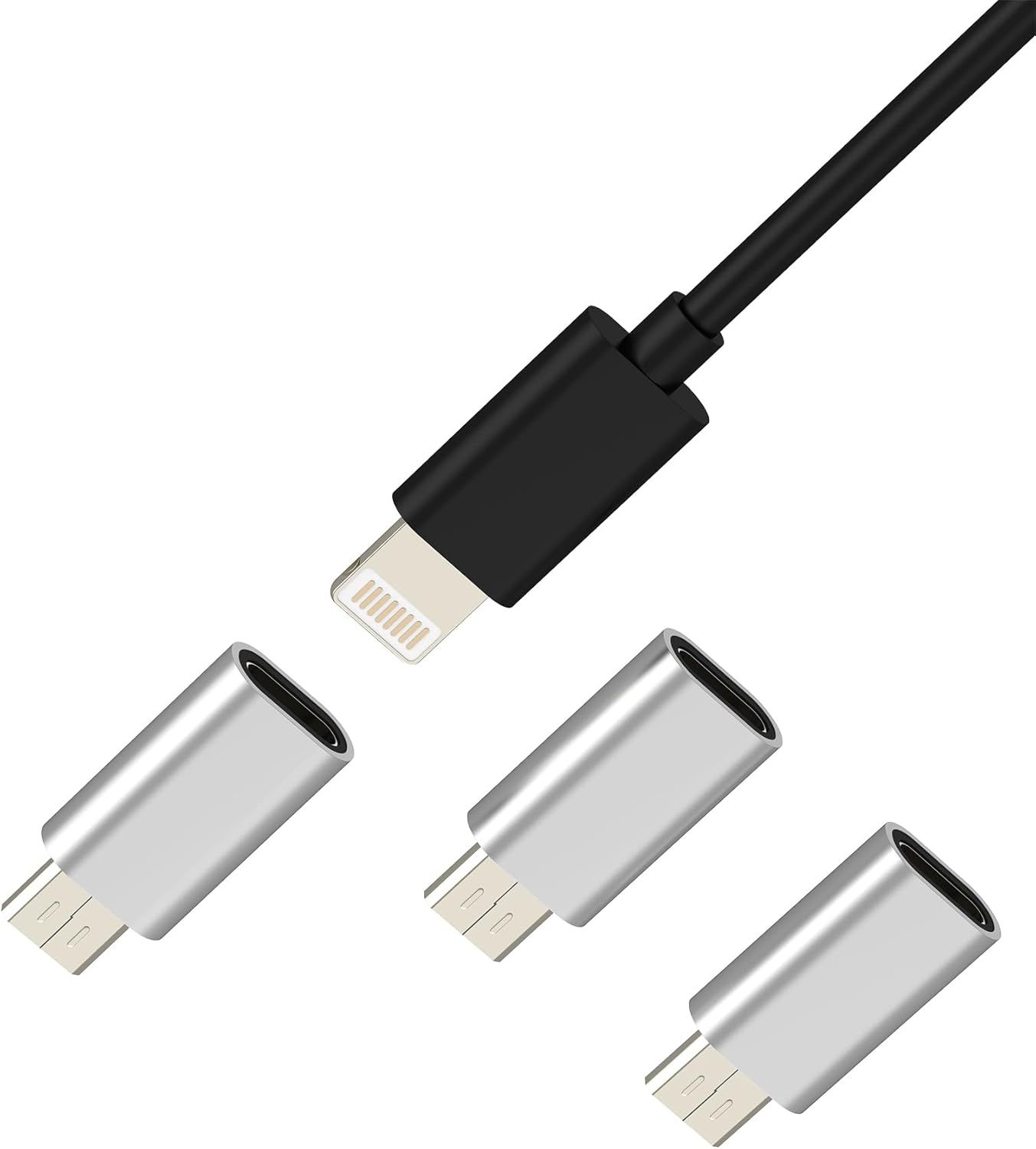 LORANKA Lightning to Micro USB Adapter Set (3 Pack) for iPhone, iPad, Android