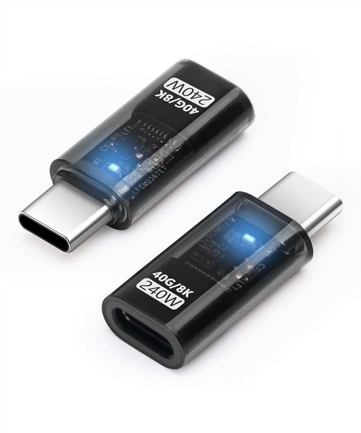 LORANKA USB-C Extension Adapter, 240W, Short Type C Cable 8K to 60Hz PD3.1, Thunderbolt QC Male to Female and 40 Gbit/s Data Transfer for USB-C Devices (Pack of 2)