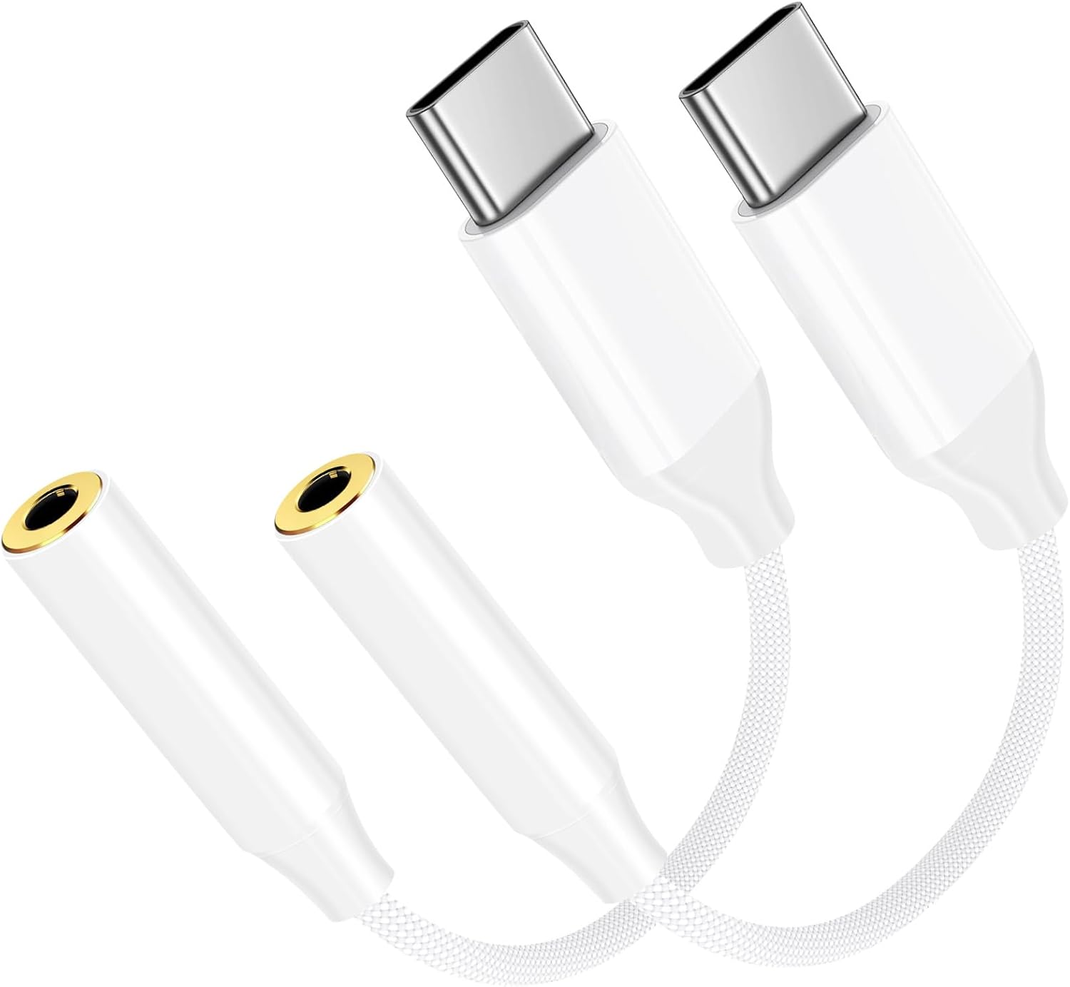 LORANKA Audio Cable Adapter - 2 Pack USB C to 3.5mm Jack, Hi-Fi Sound for iPhone, Samsung, iPad Pro and More